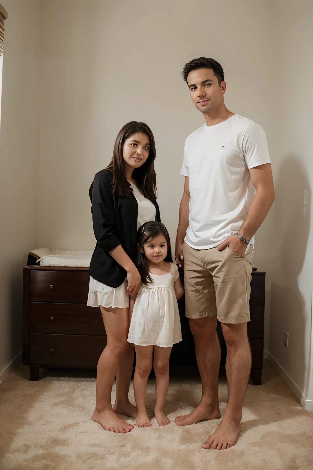 man, woman, young girl, family foto, full body, room