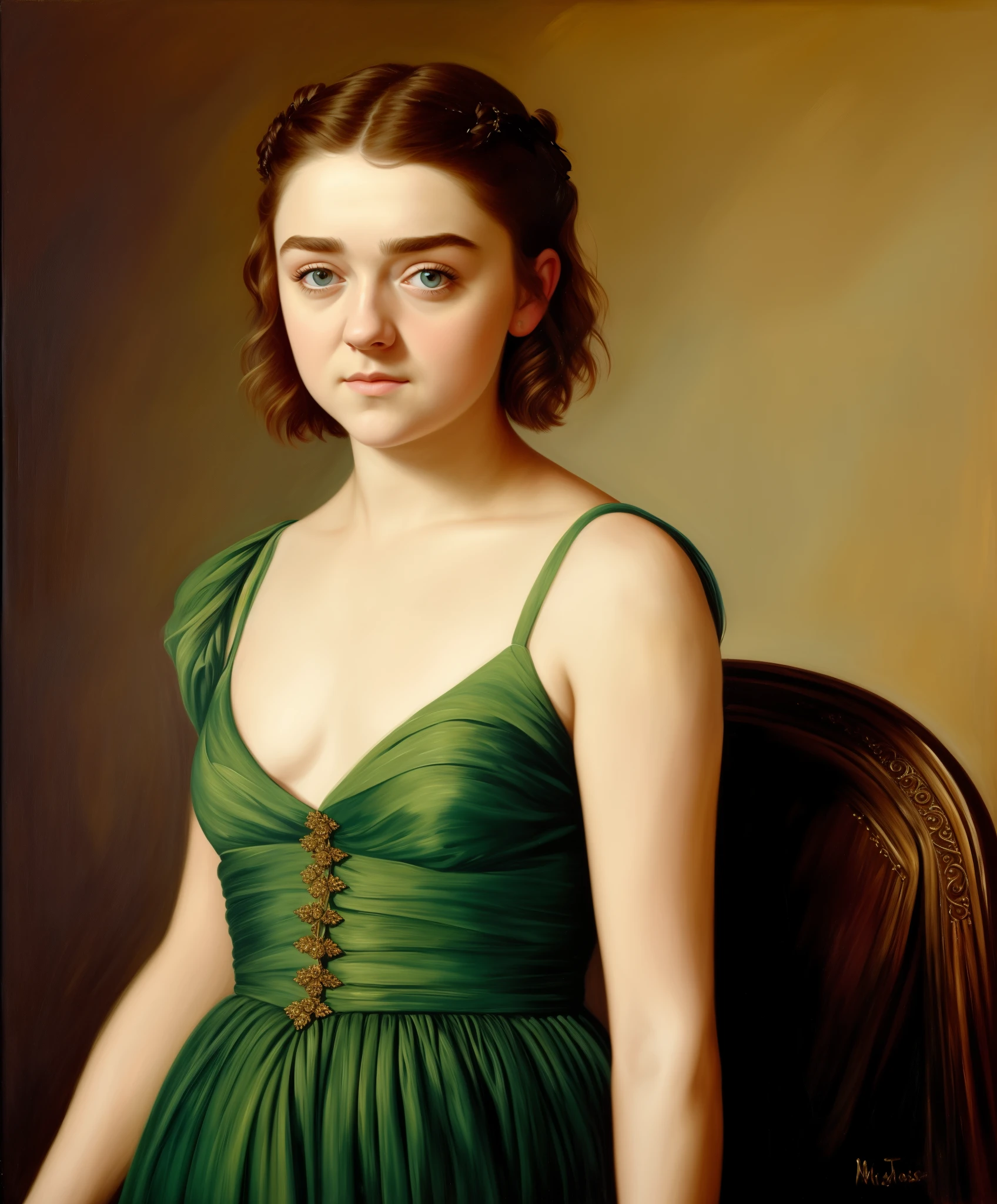 portrait of Maisie Williams,beautiful, oil on canvas, romanticism