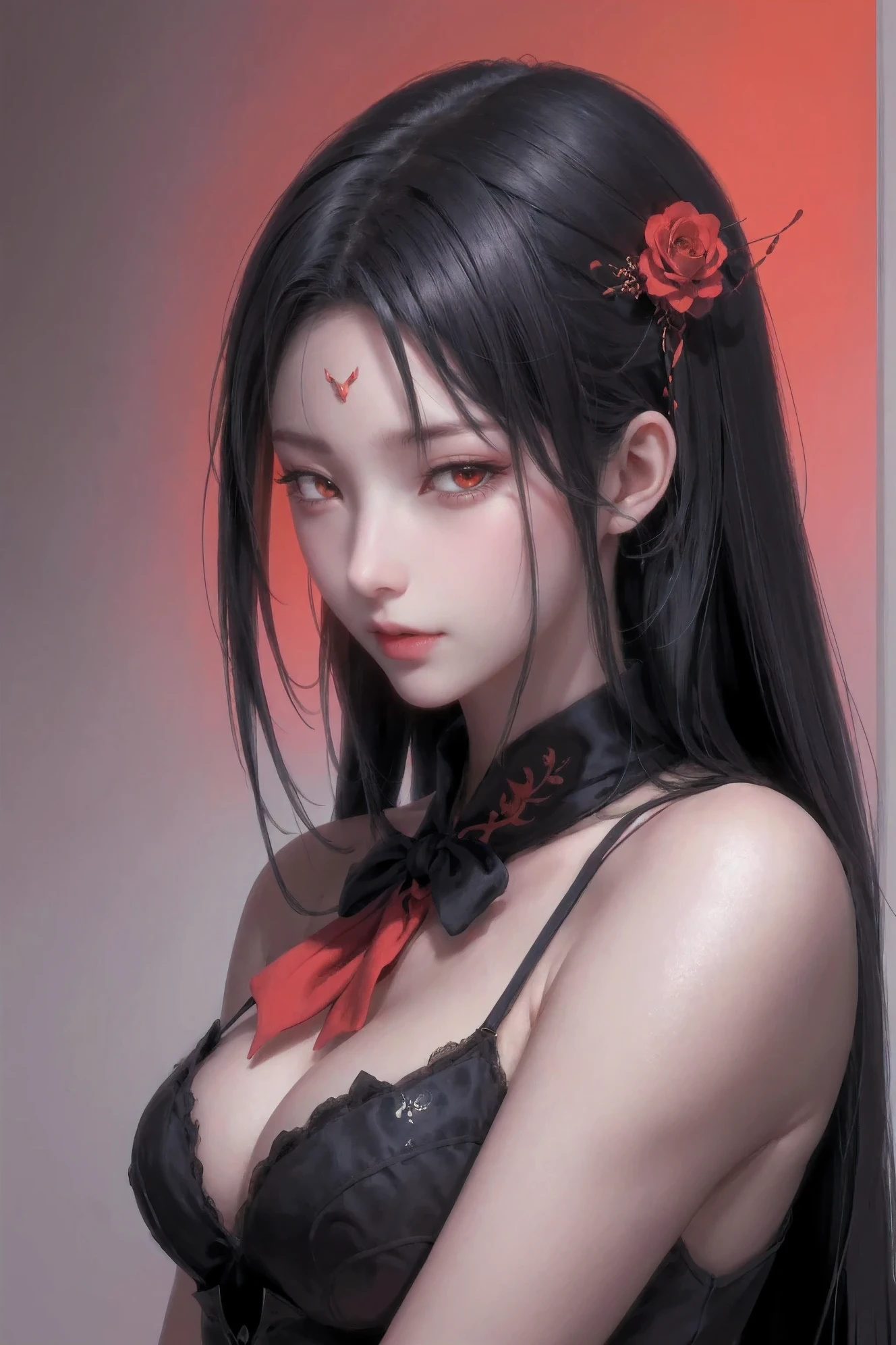 anime girl in red shirt and black tie posing for a photo, by Yang J, extremely detailed artegerm, Rin Tohsaka, artegerm jsc, guweiz style artwork, beautiful digital art, artegerm. High detail, range murata and artegerm, style artegerm, even model | artegerm