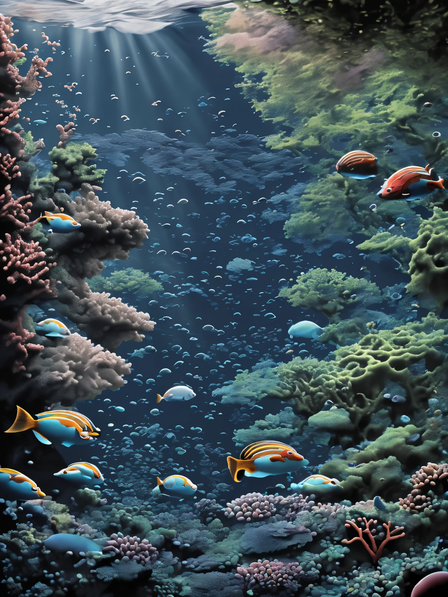 ((ocean depths:1.5)), ((fearsome animals from the depths of the ocean bioluminescent animals under the sea:1.4)). ((cliffs marine animals and marine plants on the bottom of the sea:1.4)),((Imaginative scene)),((perfect, meticulously detailed.:1.3)), ((full shot: 1.4)), ((Best quality )), ((Masterpiece)), 3D, (hyper detailed: 1.3), ((epic scenario: 1.3)), ((dark and deep background: 1.3))), (((seabed darkness: 1.2))), (photorealistic: 1.4), ((Front camera)),( (Low-light night movie lighting: 1.2)).32k.