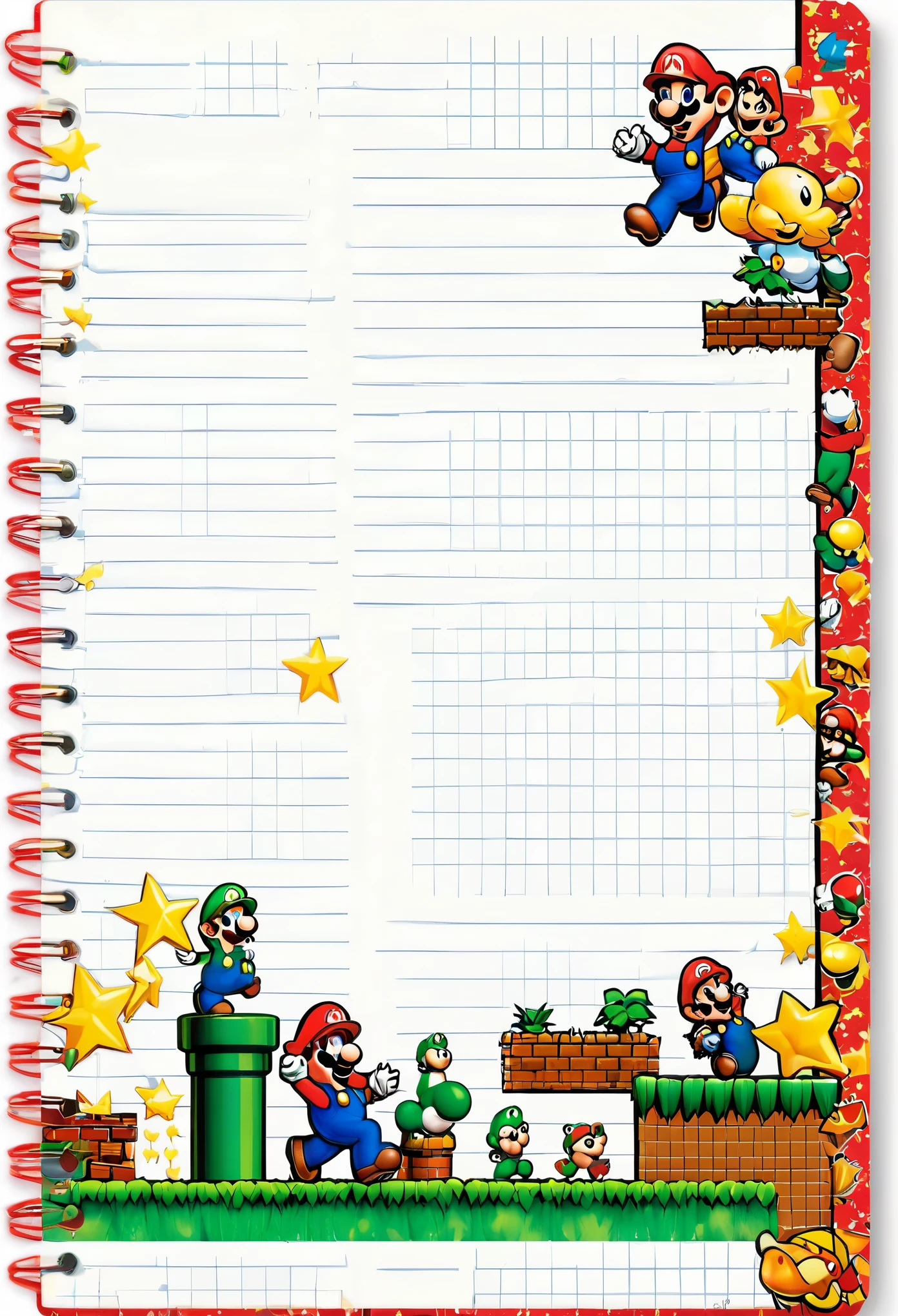 Bordes de Mario Bros para cuaderno