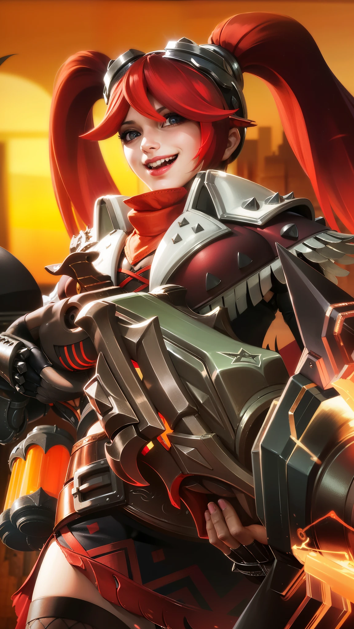 (female:1.2), 8k, ultra hd, ultra detailed texture, hyper realistic, masterpiece, detailed texture, detailed face, detailed skin, detailed lighting, (photorealistic:1.5), best quality, beautiful lighting, cinematic lighting, professional lighting, ultra highres, realistic, detailed hair, real hair, high quality, (realskin:1.5), extremely detailed, finely detail, ultra-detailed, 1girl, solo, elf, pointy ears, standing, demon horns, forehead protector, v-shapped eyebrow, lips, red lips, evil smile, nose, make up, pretty, beautiful, cute face, long hair, black hair, high ponytail, large breasts, cleavage, armpit, navel, stomach, black armor, pauldrons, bare shoulders, shoulder armor, thigh high, sleevless, detached sleeves, breastplate, gauntlets, karina \(mobile legends\), depth of field, looking aways, white skin, skin tight, amazing pose, outdoors, glowing, dark view, detail eyes.