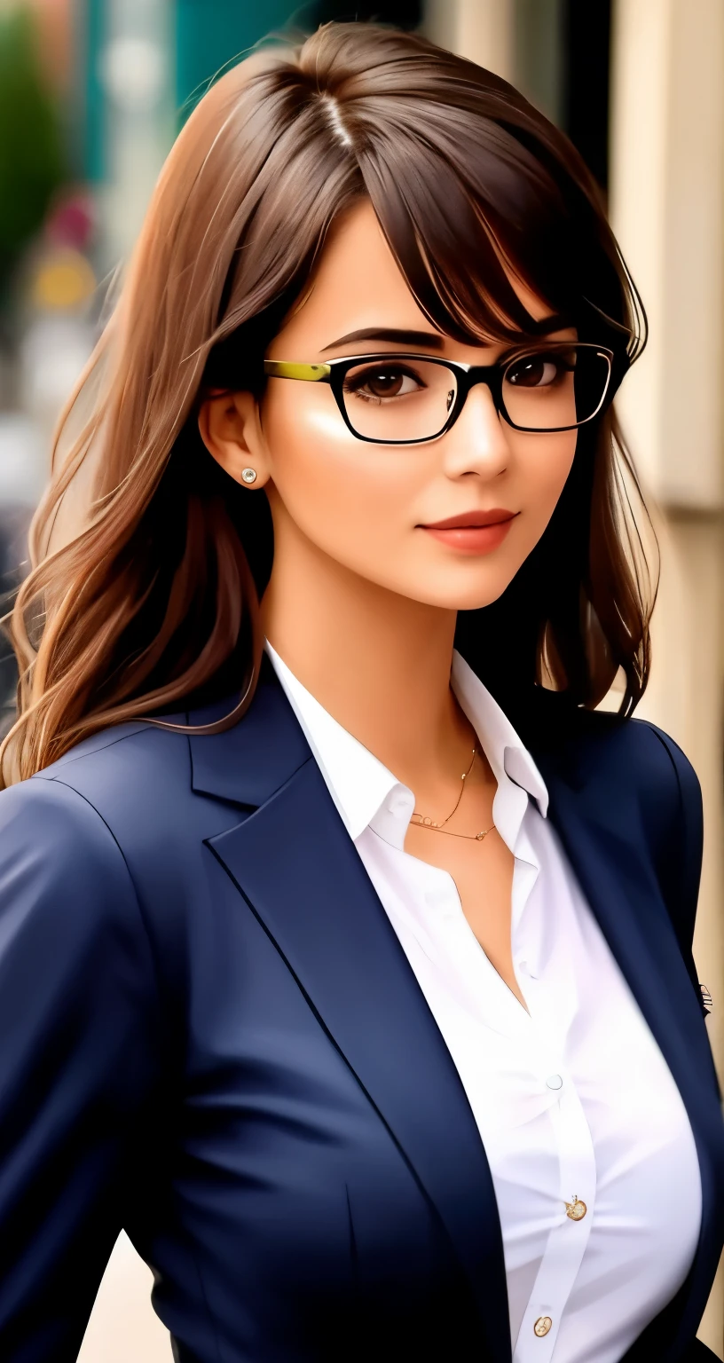 A very beautiful woman in glasses