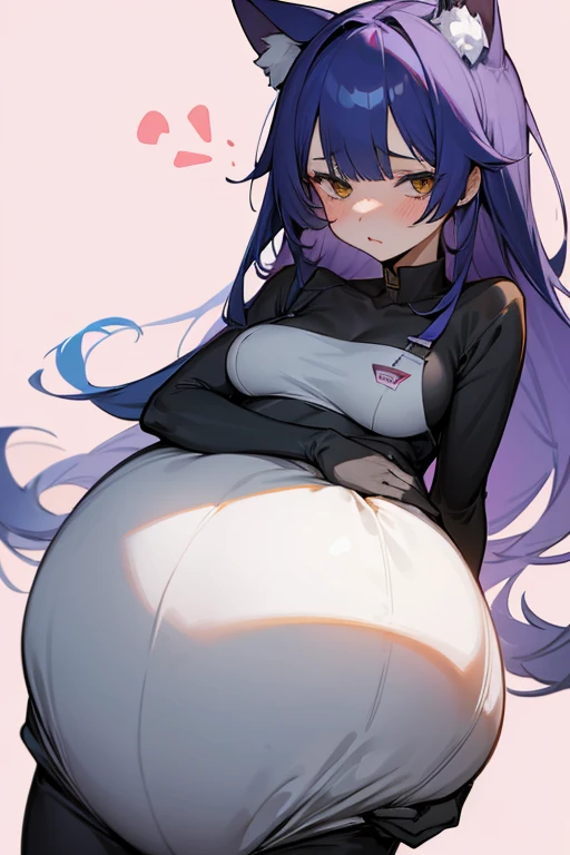 1 girl, Have cat ears,Pregnant, childbirth, work, Pregnantのお腹を抱きしめる, wear a maternity suit