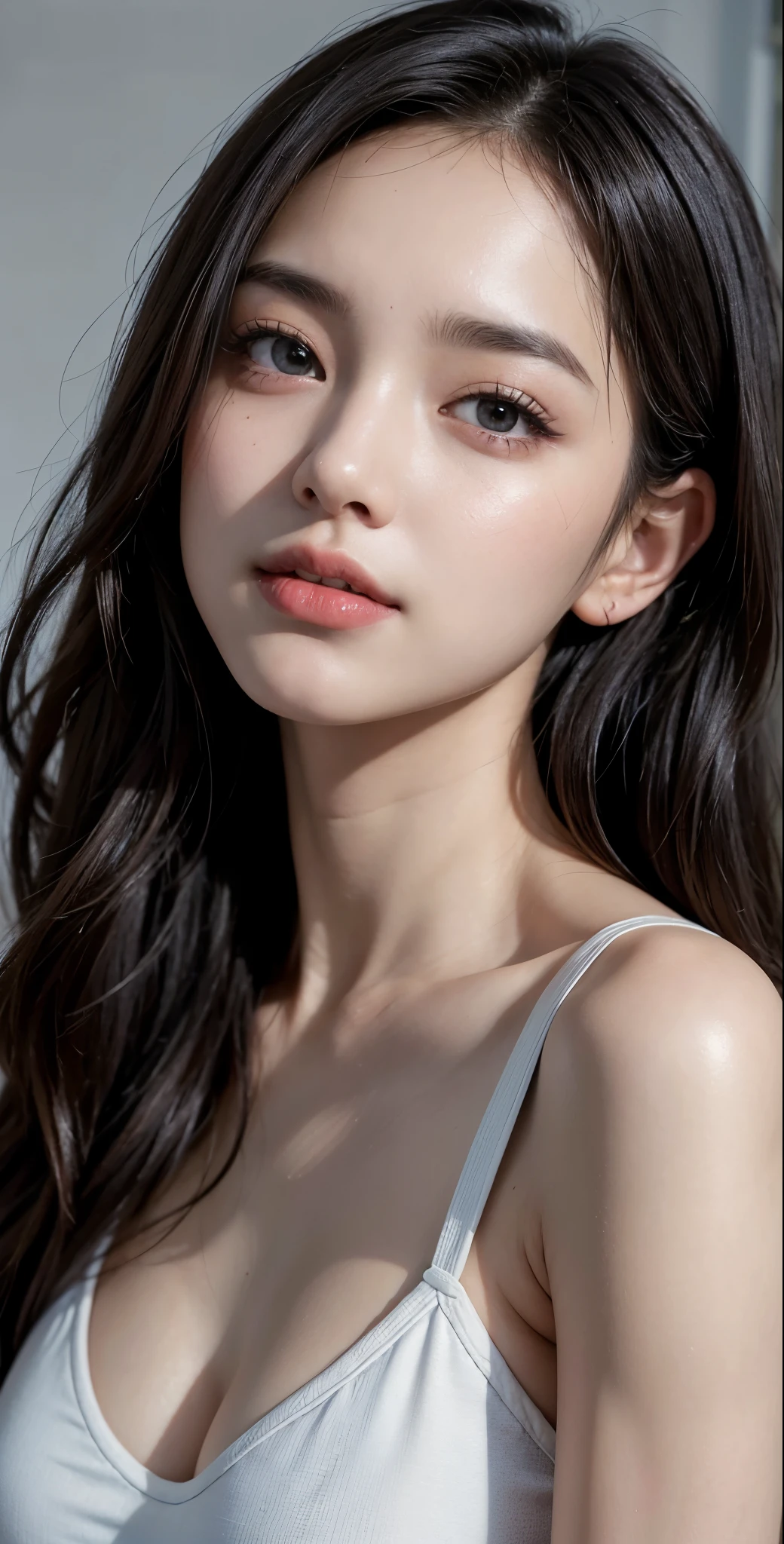 The prompt for your first theme is:
(best quality, 8k, masterpiece:1.3), perfect face, Korean girl, medium-sized breasts, realistic face:1.2, ultra-detailed face, detailed eyes, large eyes, double eyelids, detailed lips, detailed hair, detailed skin, athletic beauty, wavy short black hair, white sports bra, smiling, early morning, sweat, looking at the camera.
