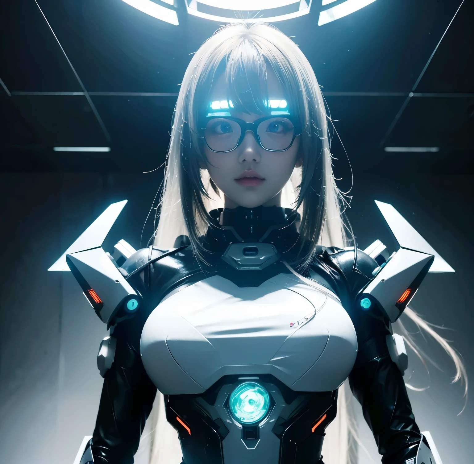 anime girl with futuristic body and glasses standing in a dark room, perfect android girl, girl in mecha cyber armor, perfect anime cyborg woman, cyberpunk anime girl mech, best anime 4k konachan wallpaper, anime manga robot!! anime girl, android heroine, digital cyberpunk anime art, cute cyborg girl, anime cyborg, cyborg - girl, cyborg girl