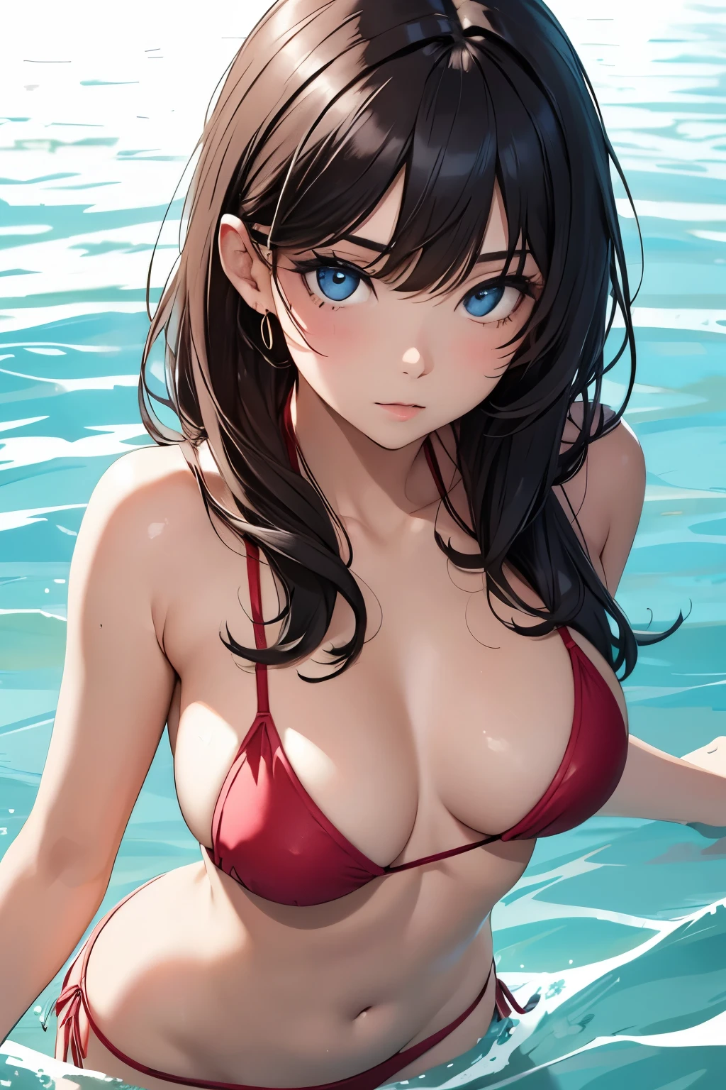 Beautiful girl, beautiful face, bikini, small breasts, sexy,
