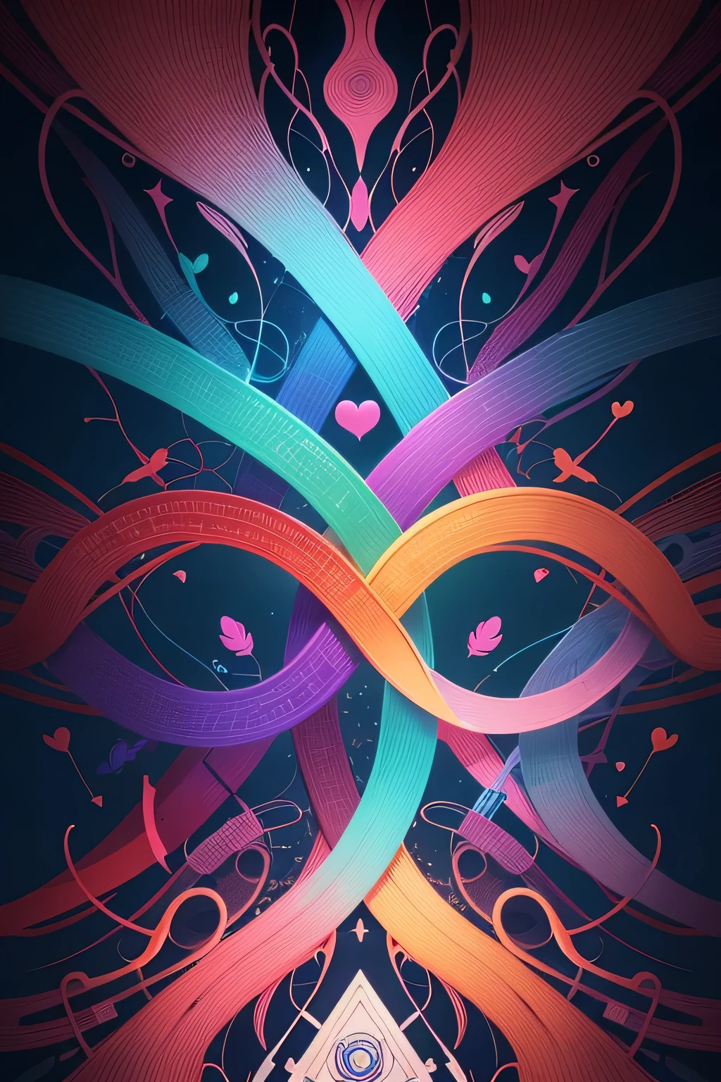 Por favor, create an abstract digital illustration that represents the integration between the areas of education and health. The image should convey the idea of how these two areas complement and influence each other. You can incorporate symbolic elements related to education, como livros , Pencil, Salas de aula, along with health-related elements, like hearts, Stethoscopes, Medical symbols. The illustration must be abstract and dynamic, using vibrant colors and flowing lines to create a sense of movement and connection. Make sure the image conveys a sense of harmony and collaboration between the two fields, showing how knowledge and health intertwine and strengthen each other. Feel free to use your creativity to express this integration in a visually interesting and impactful way