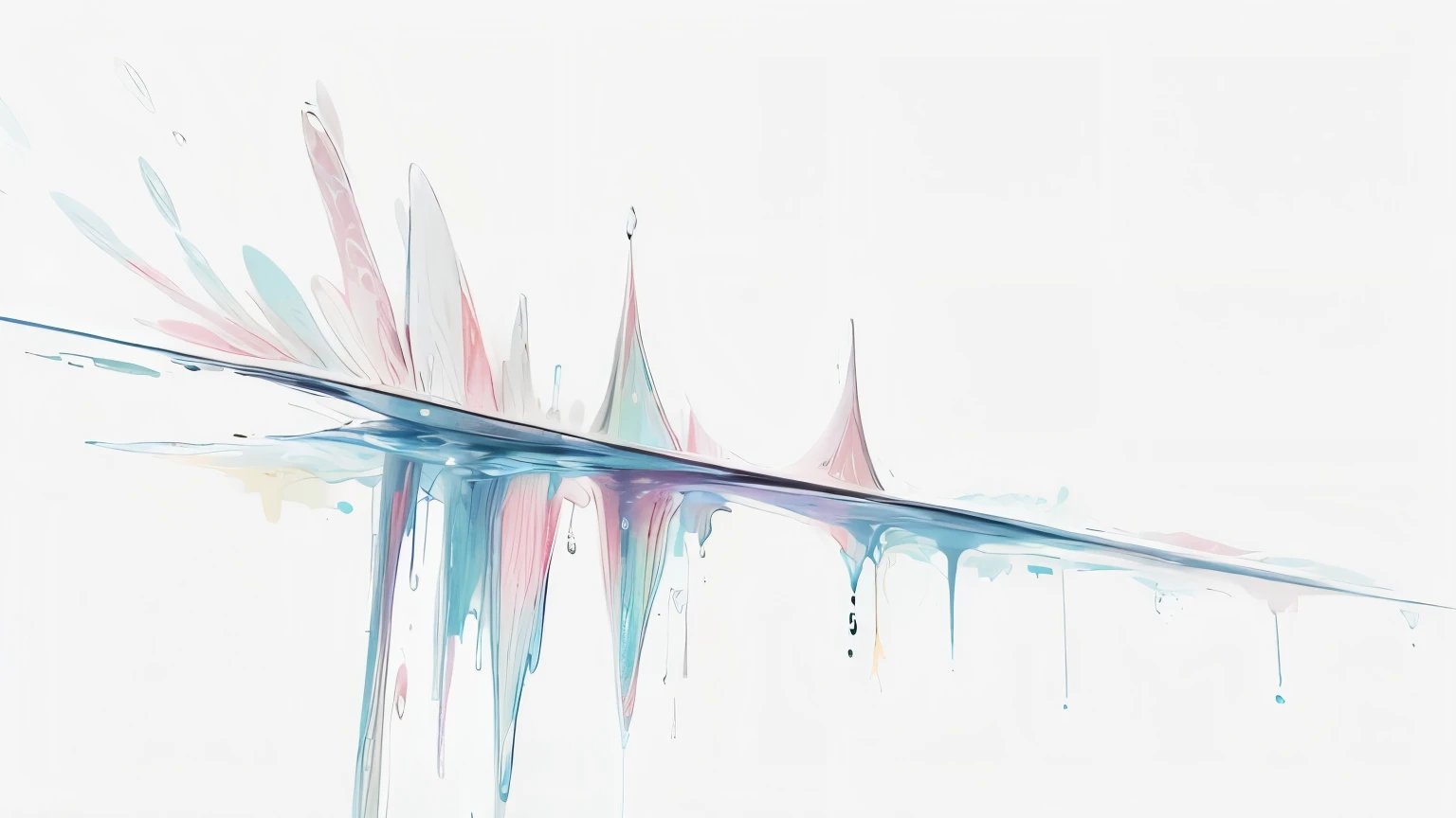 ((Masterpiece)), (Realistic:1.3), ((best quality)), ((water dropping)), (abstract art:1.5), (High Definition), (pale color), wide shot, (simple white background:1.6), (fancy atmosphere),