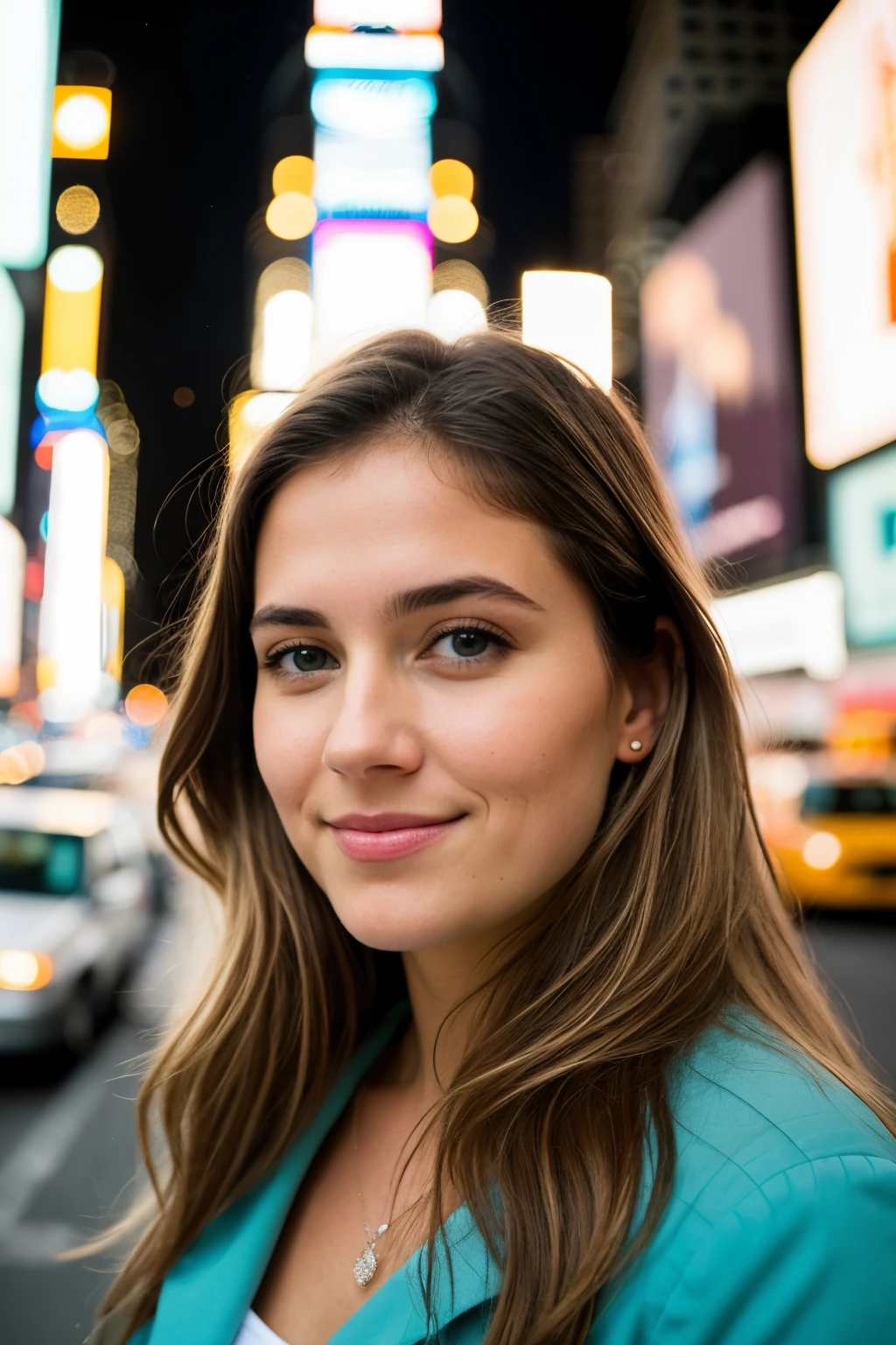 FayeReagan <lora:FayeReagan_1.0-000001:1.0> <lora:add_detail:0.8> smirk, smile, grin, close-up, headshot, portrait by Chuck Close, 1girl, solo, rule of thirds, perfect compostion, detailed hair and face, detailed eyes, pupils perfect face, detailed nose, cheeks, (lips:1.2), ears, Amid the modern skyline of Singapore, the model embraces a modest and contemporary look. She wears a tailored jumpsuit with clean lines and subtle detailing, paired with sleek sneakers. This ensemble effortlessly blends comfort with style, creating an Instagram-worthy look against the backdrop of Singapore s iconic architecture. highly detailed, natural lighting