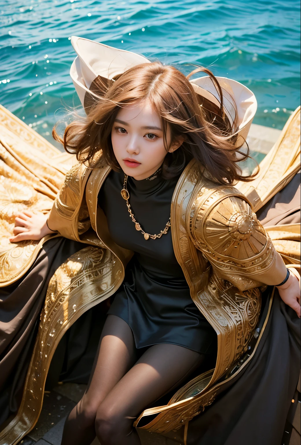 (Best quality, 8k, 32k, Masterpiece, UHD:1.2) "Generate a captivating artwork featuring a young Japanese girl model with short, sleek black hair styled in a chic bob haircut. Envision her bathed in dramatic cinematic lighting, creating an atmosphere of allure and mystery. Emphasize a romantic aesthetic vibe, showcasing the model in a poised and elegant pose that evokes a sense of intimacy and sophistication. Utilize warm and soft tones to enhance the romantic ambiance, and consider incorporating elements like flowing fabrics or flowers to add a touch of ethereal beauty. Capture the essence of romance and beauty through the model's expression, the play of light and shadows, and the overall aesthetic, creating a visually compelling and emotionally resonant piece." (perfect eyes), flawless skin, flawless face, cinematic, tight body, ((well-proportion female hands)), ((female hands with five digits)) ((Body is well proportioned)), ((chic bob haircut)), soft focus