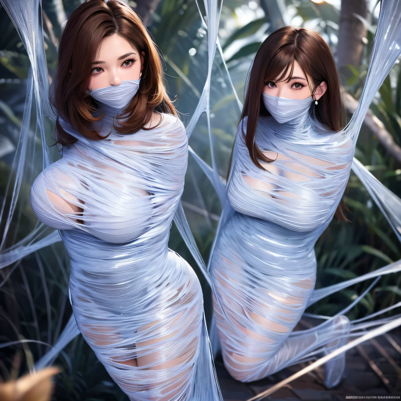 best quality,4k,8k,highres,masterpiece:1.2,ultra-detailed,realistic:1.37, HDR,UHD,studio lighting,ultra-fine painting,sharp focus,physically-based rendering,extreme detail description,professional,vivid colors,bokeh, portraits,web,subtle lighting,dark atmosphere, (cocoon:1.2), brown haired girl,