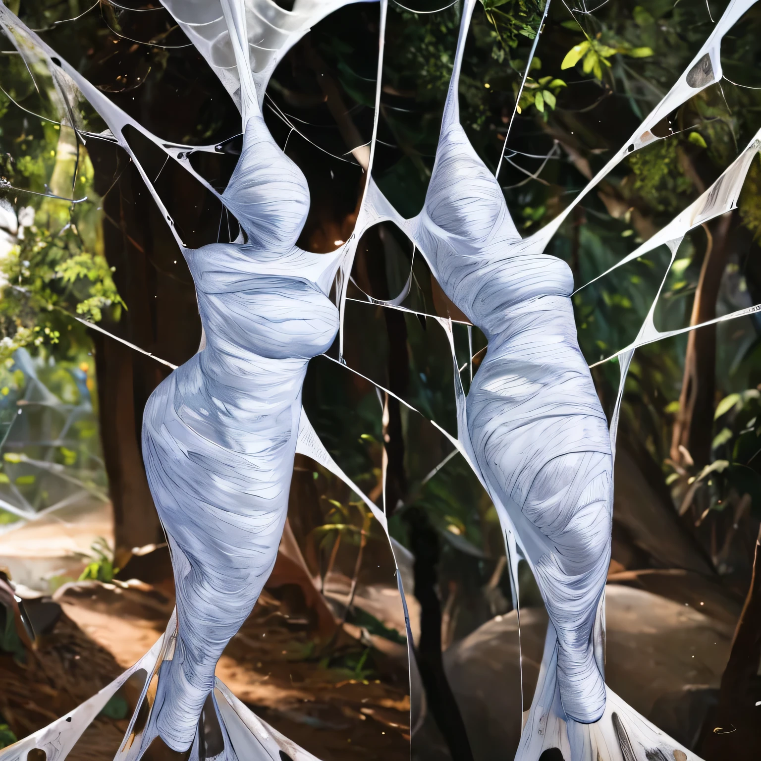 a girl completely entangled in the spider's web,cocoon