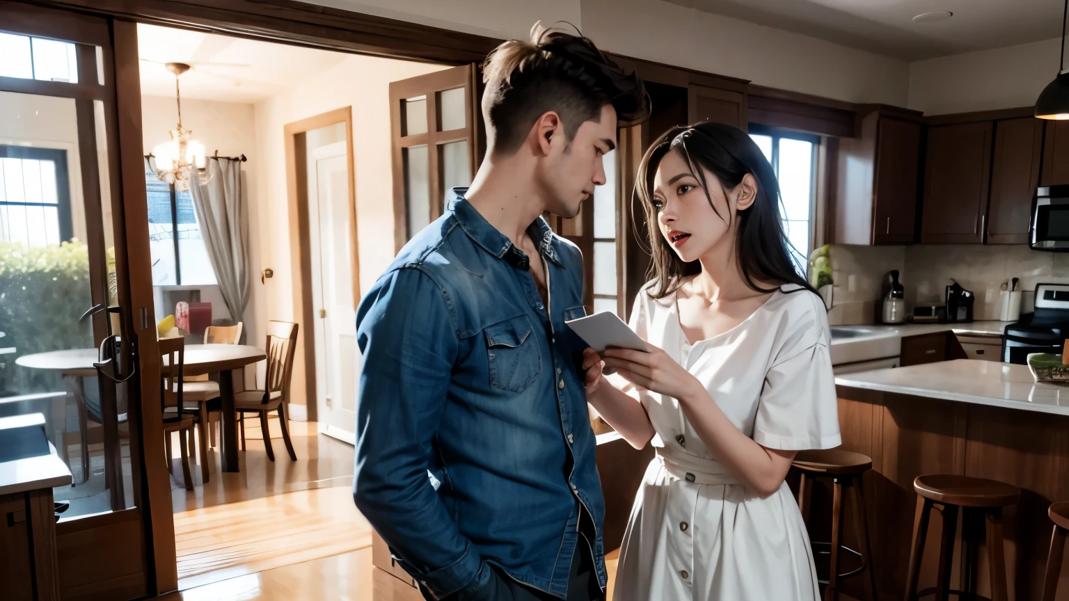 couple argue in their house