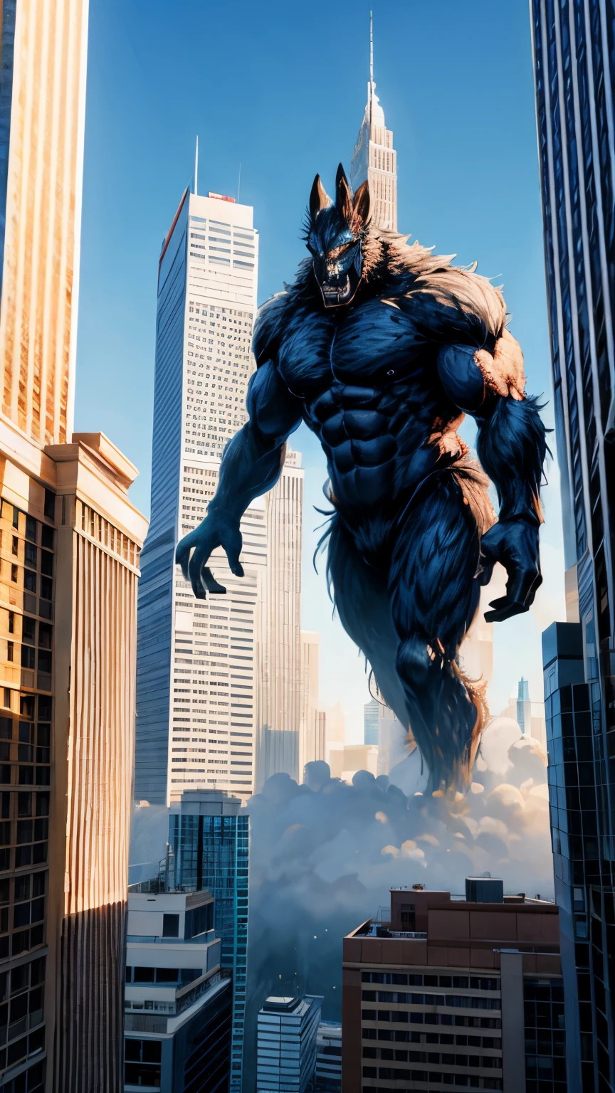 Giant creatures destroying skyscrapers