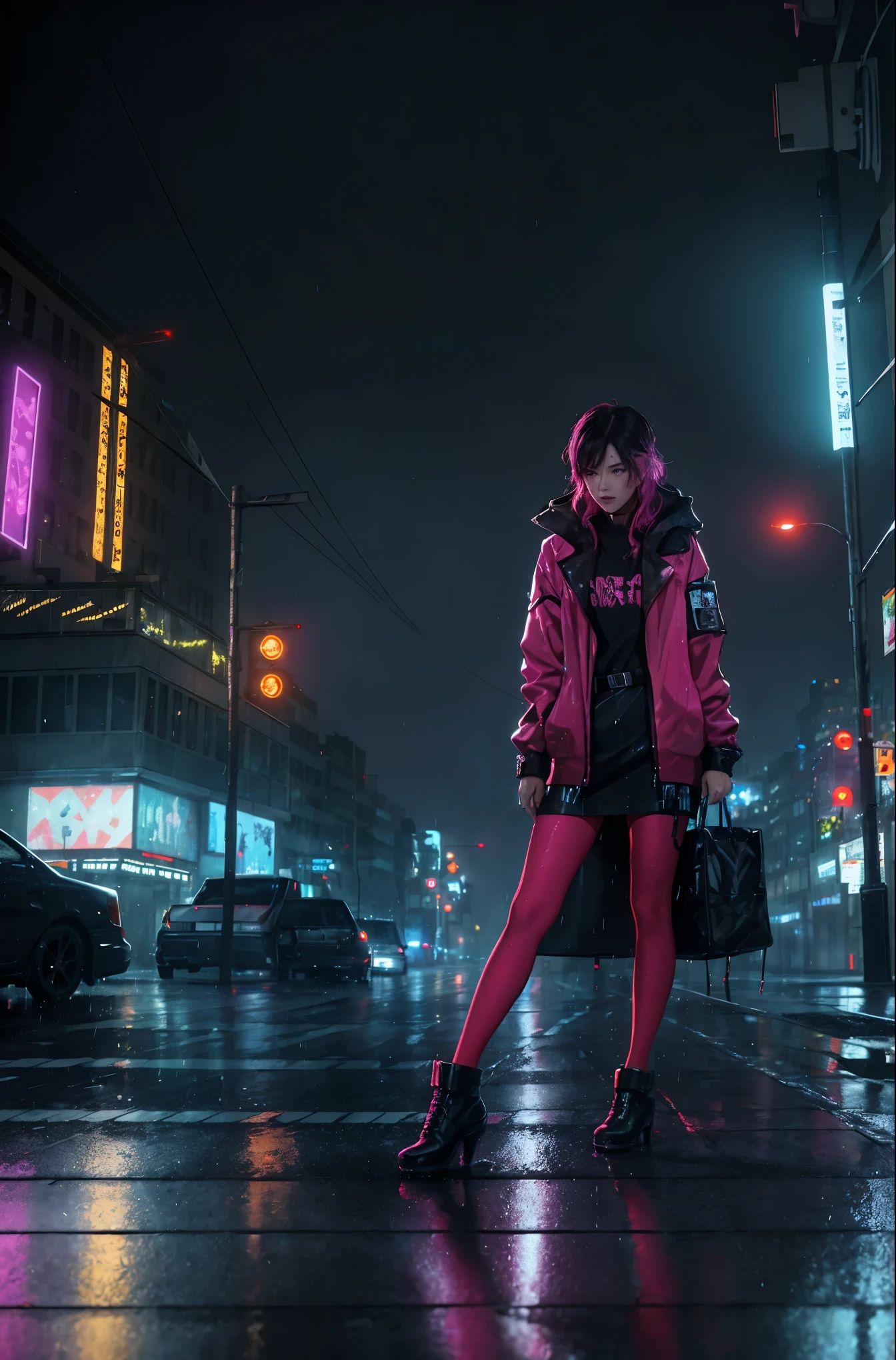 best quality,4k,8k,highres,masterpiece:1.2,ultra-detailed,realistic:1.37,dark,urban landscape,night city illuminated by buildings and cars,artistic,cityscape,contrasting lights and shadows,reflection in rain-wet pavement,vivid colors,bokeh,gritty,industrial,moody,loneliness,metropolitan,concrete jungle,twinkling city lights,skyscrapers,three-dimensional,graffiti walls,rain-soaked streets,hustle and bustle of the city,neon lights,urban decay,rain-drenched atmosphere,street photography,aesthetic,nightlife,haunting,streets filled with energy