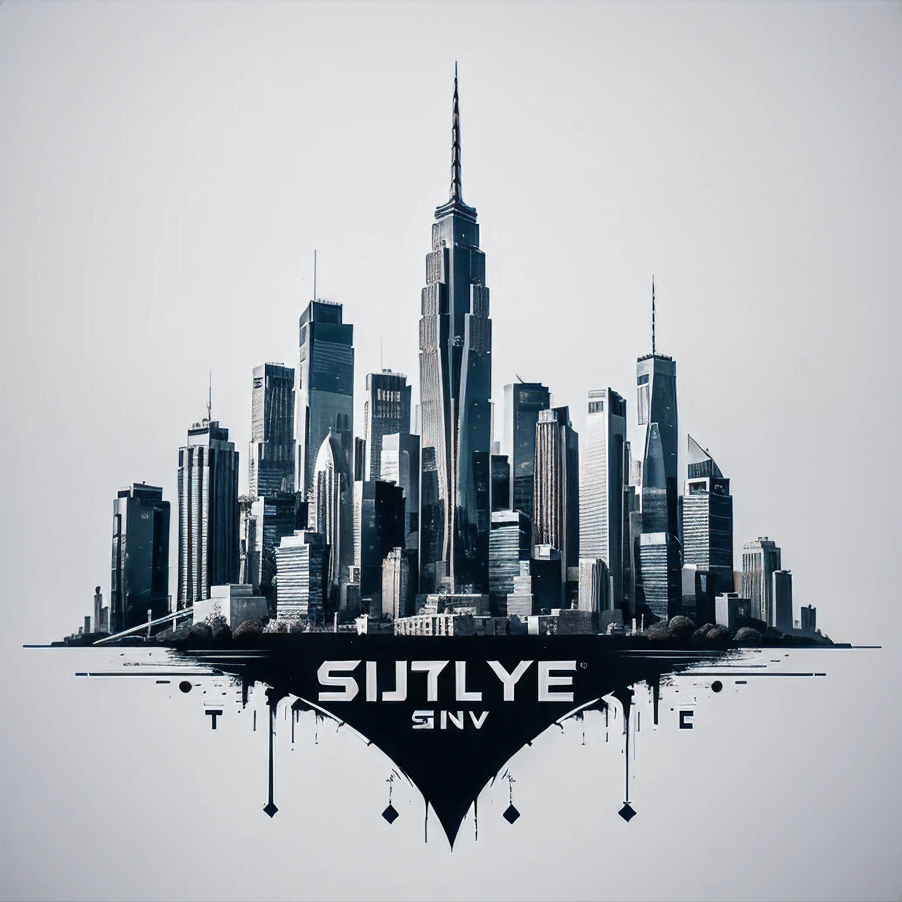 Graphic T-shirt, Iconic Superhero Character, City Skyline Landscape, Sin City Color Palette, Smooth Texture, Stencil Style, Aerial Perspective
,T shirt design,TshirtDesignAF,