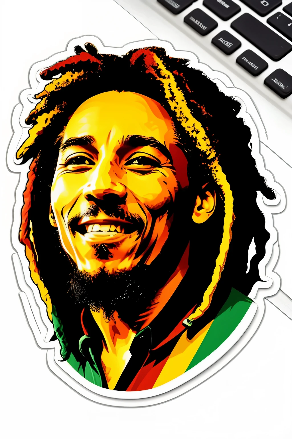 sticker, northern Bob Marley colors, lion, contour, ????????, vector, white background, vinyl sticker