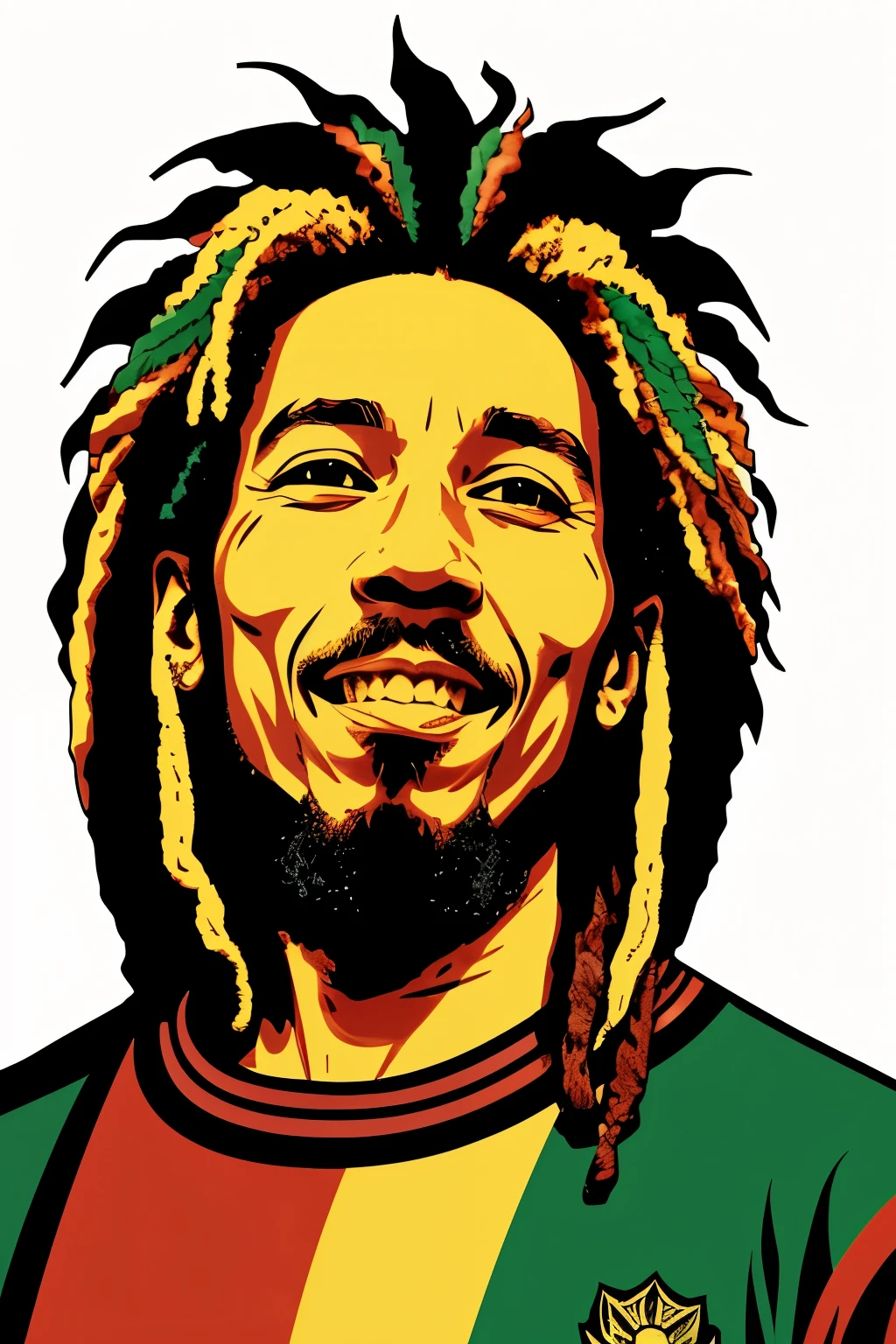 sticker, northern Bob Marley colors, lion, contour, cannabis, vector, white background, vinyl sticker