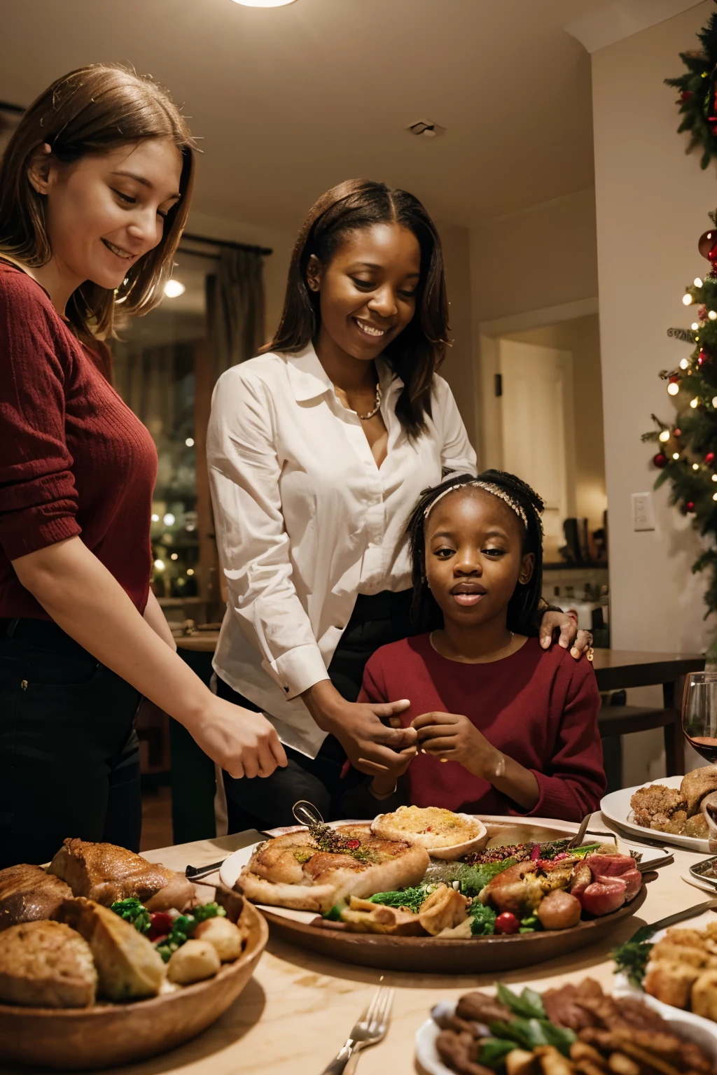 family at a Christmas dinner surprised by a Boss John Lewis Watch