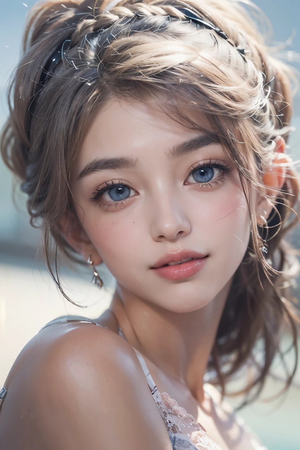 1woman, (Ultra realistic, high res), (highly detailed eyes, highly detailed hair, highly detailed face, highly detailed plump lips), (off shoulder with open breasts), breasts, upper body, caute smile, (best quality:1.4), Raw photo, (realistic, photo-realistic:1.37), professional photography, cinematic light, (fine face: 1.2),fashion model 20 years old, cute, [[[[pure eyes]]]], [[[[closeup]]]], [[[[chest]]]], [[[[neck]]]], [[[[shoulders]]]], perfect eyes, perfect iris, perfect lips, perfect teeth, perfect skin, soft front light, glow, HDR, (muted colors:1.2), Retrato da mulher、white skin、((cabelo Castanho ondas suaves)) Best Blanco Romantico、8k resolution、Frente Illuminada、アメリカの女の子のPortrait、solo、20-year-old、beautiful face、Upper body、medium side cut、beautiful silver and black hair、beautiful little face woman, solo,　black theme,　look at the audience,one woman, It&#39;s real, Wolfzan-6500-V1.3, anime、animeスタイル、beautiful diamond eyes、20 year old american girl、braided hair、swimsuit、portrait beautiful detailed woman, very detailedな青い顔, Reality, beautiful narrow blue eyes, huge file size, Super detailed, High resolution, very detailed, highest quality, masterpiece, An illustration, very detailed, ticker, Unite, 8K painting wallpaper, fine, fine details, masterpiece, highest quality, Hvery detailed ticker uniform 8K wallpaper, face light movie lighting、cuteブラウス, dark background, oil, masterpiece, diffused soft film lighting, Portrait, highest quality (perfect face:1.4),stunning girl pictures,(8K and、photorealistic:1.25) 、(lip gloss、eyelashes、shiny face、shiny skin、highest quality、超High resolution、Depth of the bounds written、chromatic aberration、caustic road lighting、natural shading、sexy 1girl, Extremely cute, Amazing face and eyes, (Beautiful lovely smile), (extremely detailed beautiful face), bright and shiny lips, (cute bikini:1.3), (very elaborate lace bra:1.5), smooth skin, super beautiful, attractive, (Best Quality:1.4), (hyper quality), (Ultra-detailed), (hyper-realistic, Photorealsitic:1.37), Authentic skin texture, complex details, extremely detailed CG unified 8k wallpaper, RAW Photos, professional photograpy, Cinematic lighting, coast, sea, palm trees,masterpiece, best quality, high quality, High definition, High quality texture, High quality shadow, high detail, beautiful detailed, finely detailed, extremely detailed cg, detailed texture, a realistic representation of the face, realistic, colorful, delicate, Cinematic Light, sidelighting, Lens Flare, Ray tracing, sharp focus, (intrica