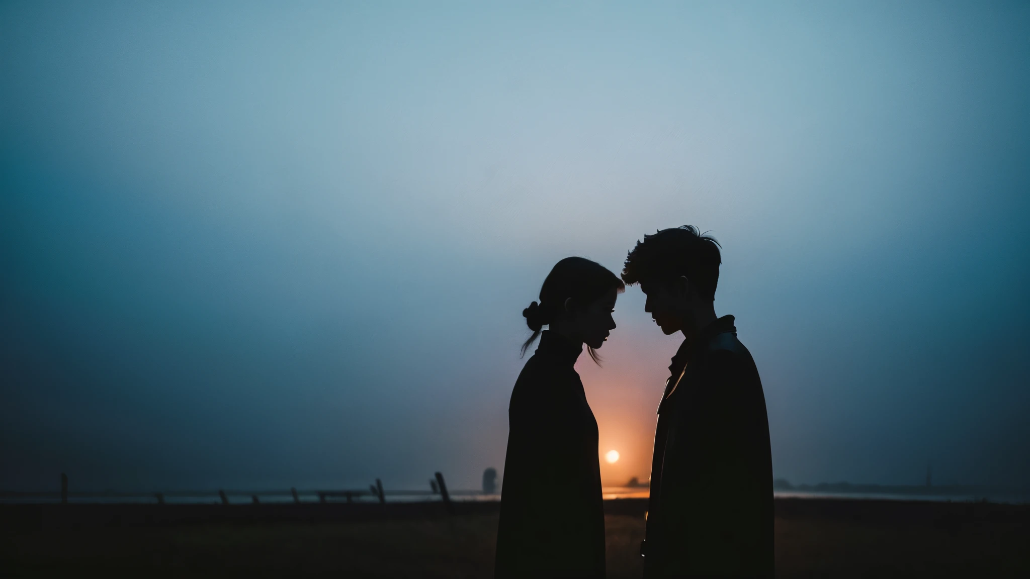 Two silhouettes in the fog