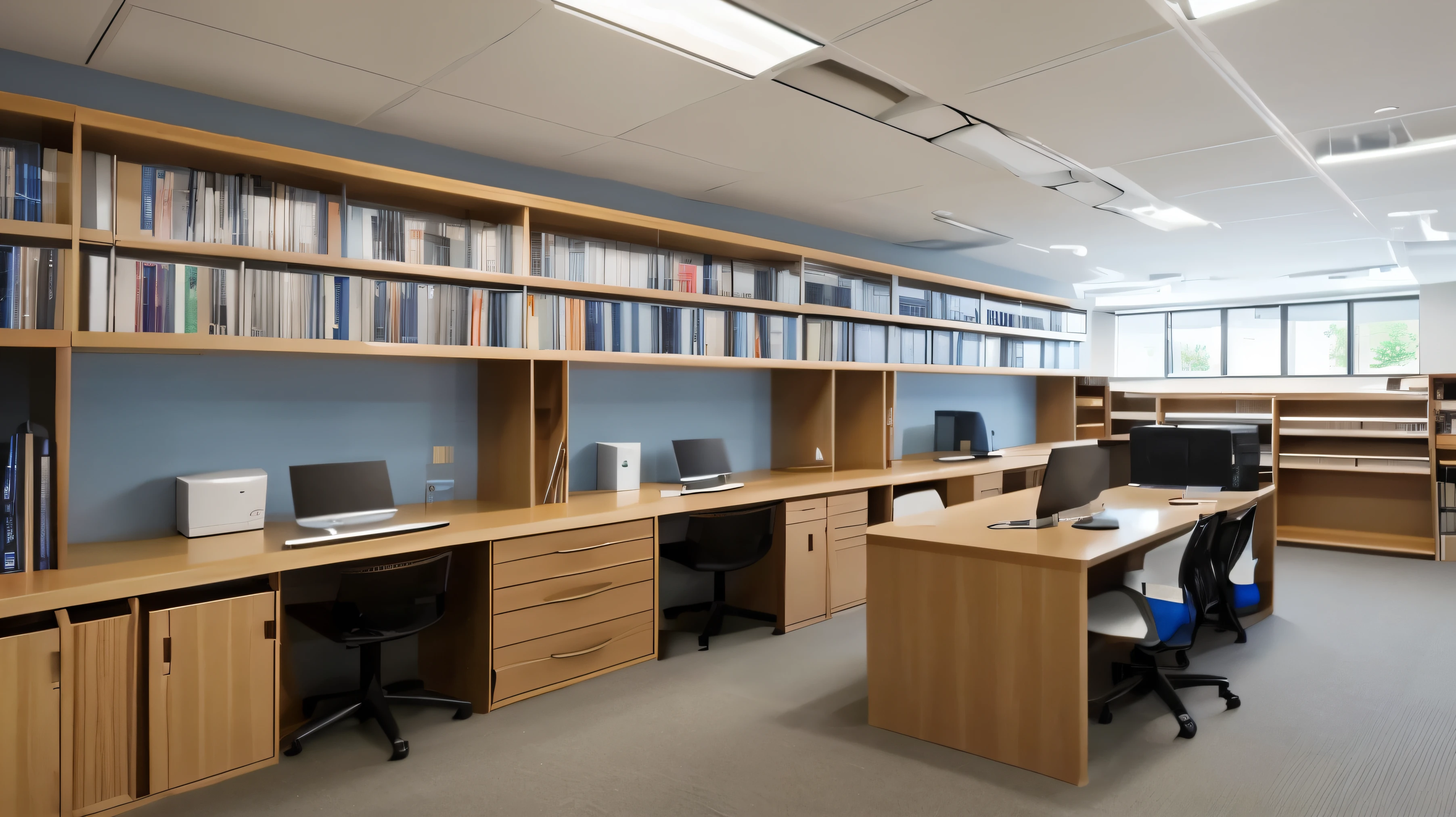Beautiful reference room、I have several computers、bookshelf、