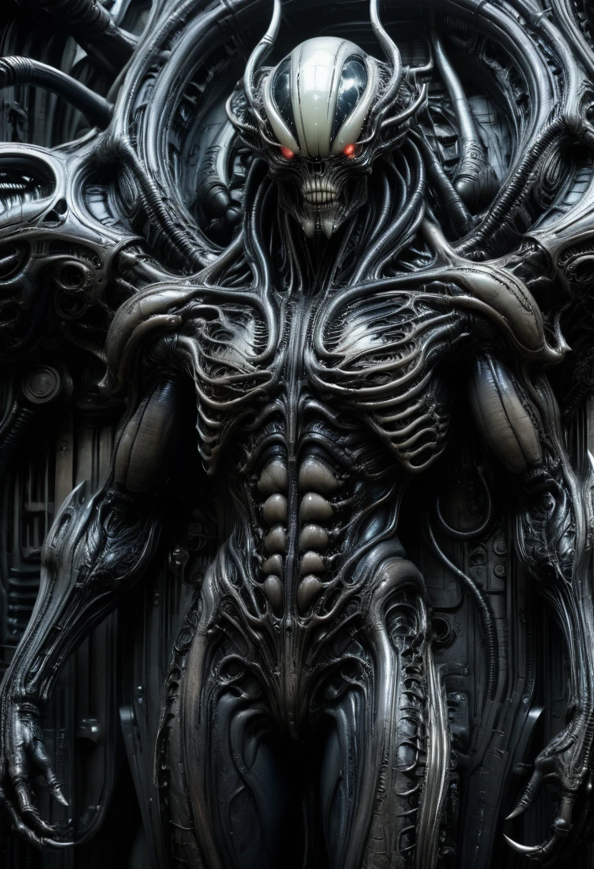 movie, Giant, epic scene, by H. R. Giger, (best quality, masterpiece, Representative work, official art, Professional, Ultra intricate detailed, 8k:1.3)