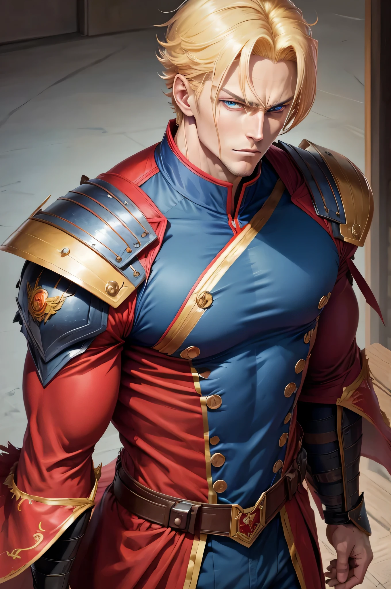 Name: Kaito Rin
Element: Flamara
Description: The illustrious Pyro Commander of the prestigious Scarlet Rain Brigade. Renowned for his bravery and infallible tactics, he leads his team with unwavering confidence.
Prompt: (png, RGB, high res), 1man, calm, standing, futuristic armor, ((medal of honor)), (red, fiery aura)), (Flamara-like flames, fiery aura around body), (outdoors), (warscry), (strong face), ((red, fiery eyes)), (black hair:1), (scars:1), (worn armor), (military uniform:1), ((sharp teeth)), ((heroic pose)), (heroic pose:1), (muscular arms), (chest plate), (shoulder armor), (tailbone plate), (worn boots), ((reddish-orange fire around the armor)), (silhouette of city in the background), (blue sky), (sunrise/sunset), (golden light), 45 years old((4k resolution)),((high quailty lens)),((best graphics model)),((Bright balance and soft ratio)), ((moderate dark balance)),((dark area 30%)),((((contrast 10%)), BREAK,((building best quality)),((ratio sun beam 60%)),((Sky light 10%)),BREAK,Japanese style colors, Soft-beam light, the way smooth, afternoon light