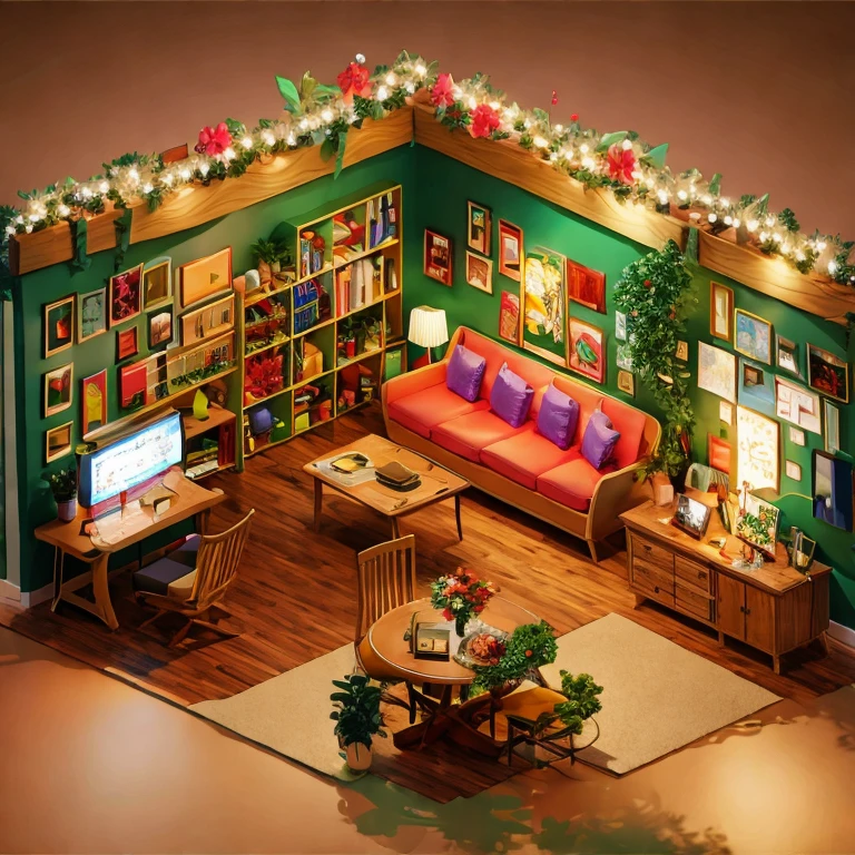(masterpiece, best quality:1.2), Isometric interior scene