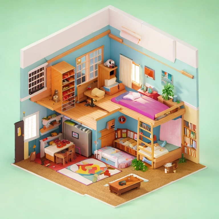 (masterpiece, best quality:1.2), Isometric interior scene