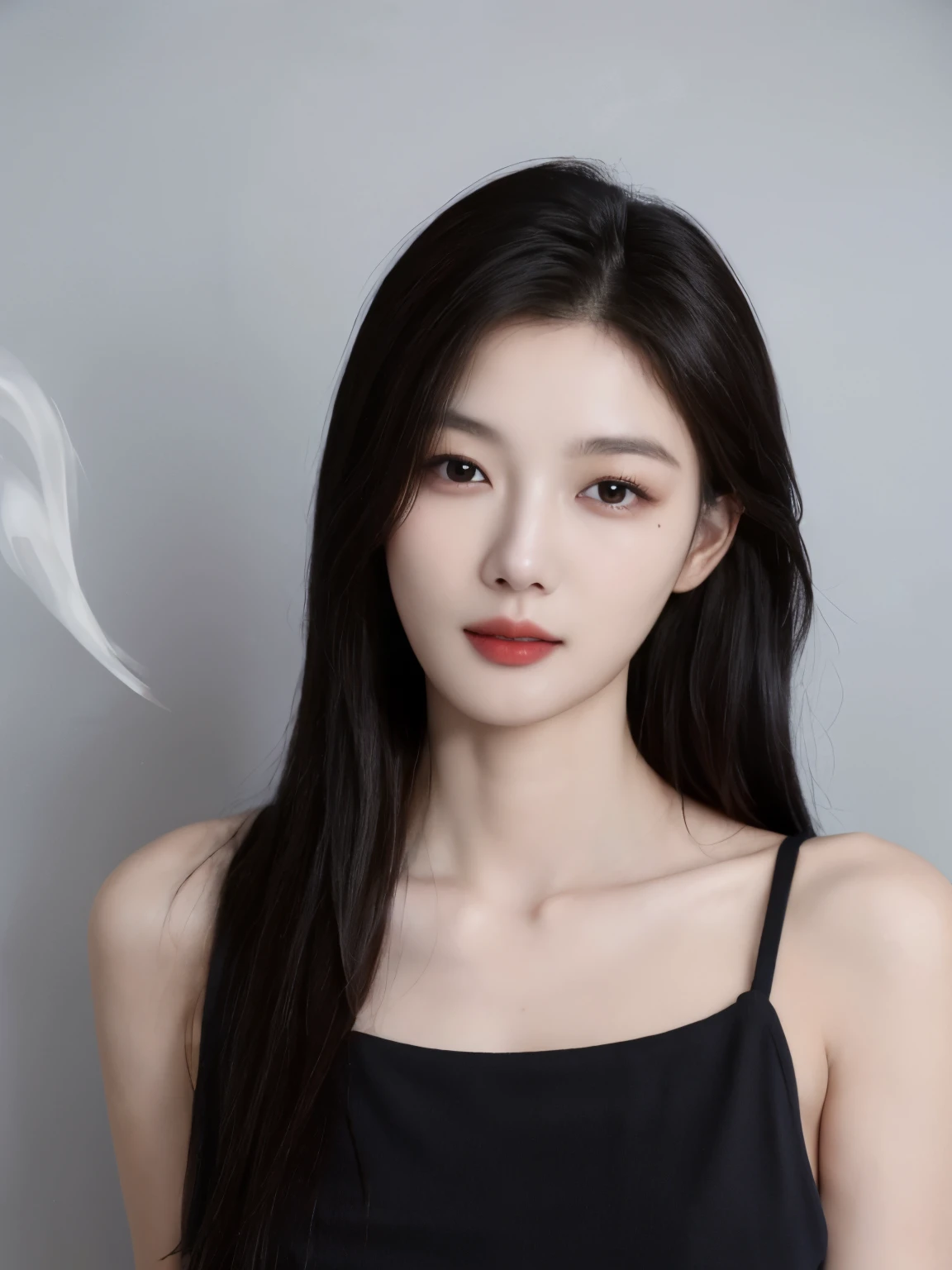 NFSW, The most beautiful Korean woman the world has ever seen., Don&#39;t wear a shirt that shows off your chest., smoking, angry face, Beautiful shoulders, collarbone, sexy belly, half body