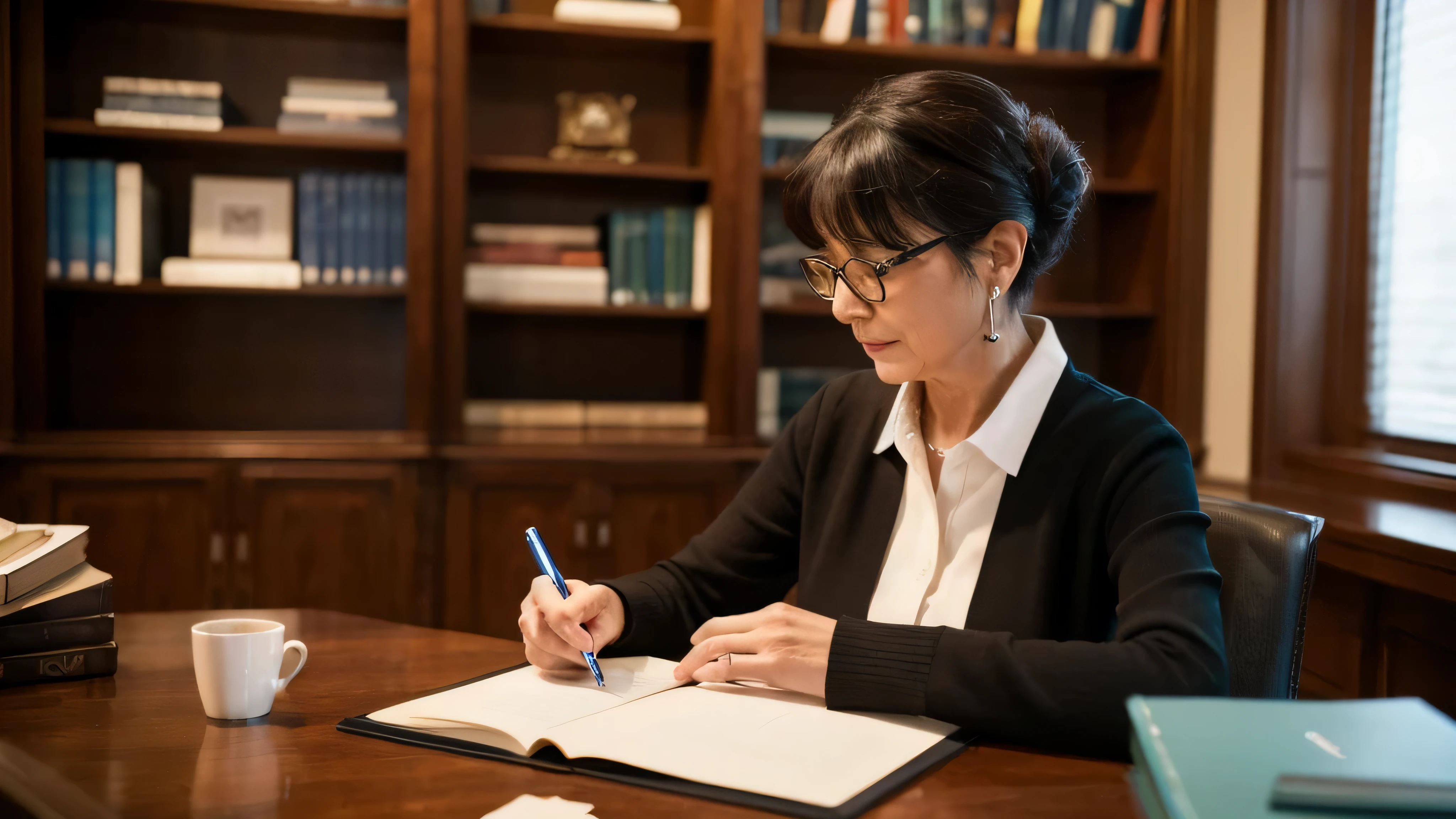 Dorothy Canfield Fisher writing a moving story in her office.
