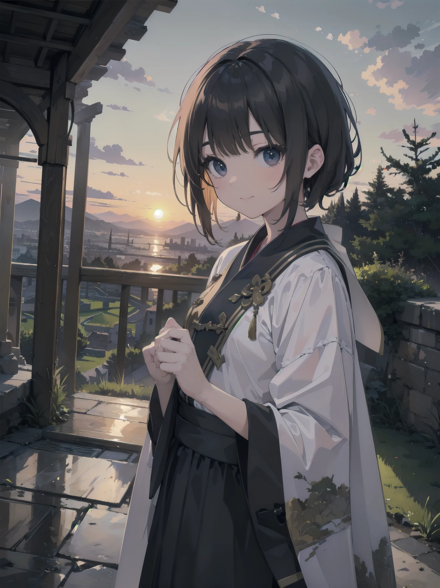 masterpiece ancient ruins: A female explorer、Exploring ancient ruins under the sunset。She has a neat and beautiful face、Wearing clothes with realistic textures。her clever gesture、catch the audience's attention。The texture of the stone of the ruins and the artistic shading effect、It is part of this masterpiece。 A scene from a movie: the main heroine、He plays an active role in dynamic action scenes.。she has perfect features、wearing brightly colored costumes。A magnificent landscape spreads out in the background、A scene from a movieを彩ります。 cute main heroine: The main heroine is、She is a girl with a cute smile and big eyes.。She wears clothes with realistic textures、Artistic shadow effect appears on her face。Her neat atmosphere and clever gestures、will capture the reader's attention。