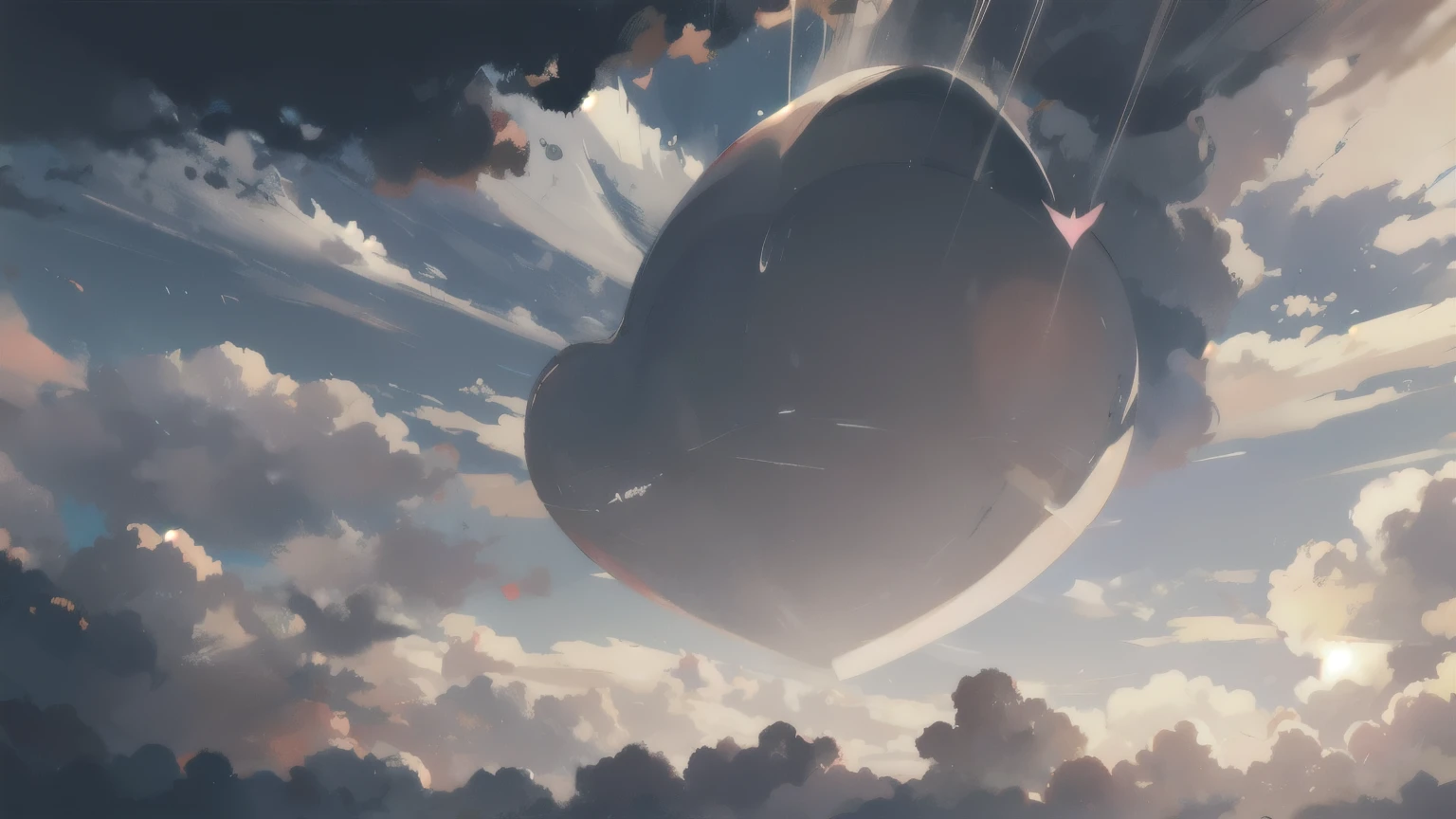 Depict a heart covered by dark clouds, yet with a ray of sunlight breaking through, symbolizing hope and the possibility of change.
