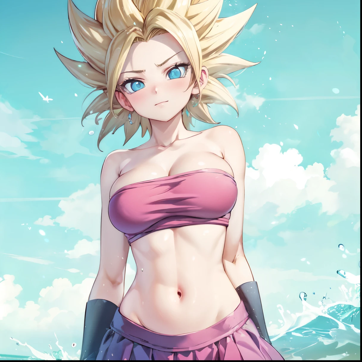 Obra maestra, un primer plano de una persona en bikini ajustado en la playa, chica saiyajin, goku femenino, high quality anime art style, (alanah rae), (peta jensen), (aletta oceano), fanart de alta calidad, personaje de anime femenino, personaje de estilo anime, pose rudo, lindosexyrobutts, estilo artgerm, yami kawaii, arte oficial, estilo dragonball z, arte de personajes de anime, mujer anime,OPPAI, tetas grandes y gordas, tetas en perfecta forma,pechos OPPAI, 