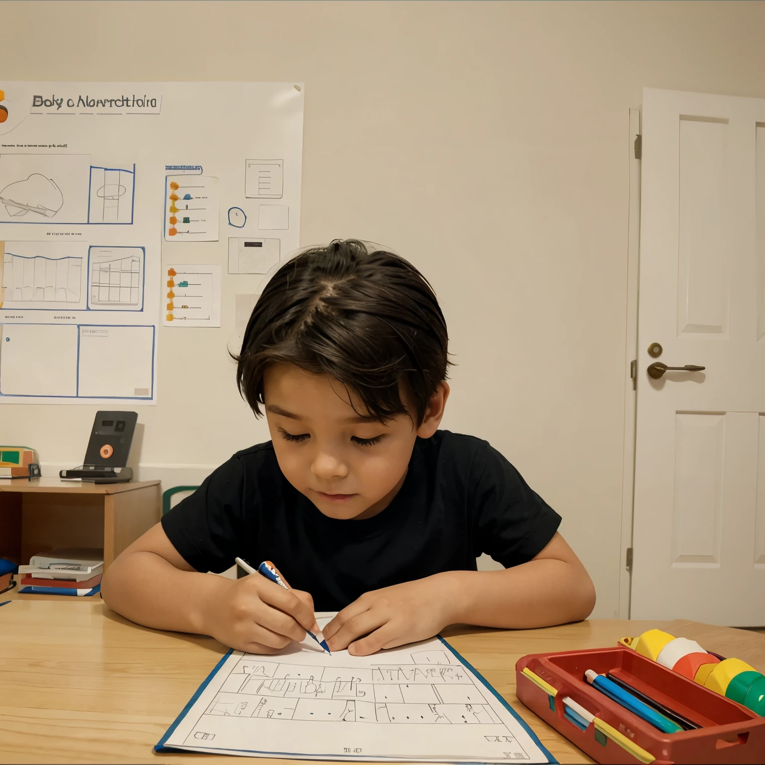 Boy studying mathematics  animated