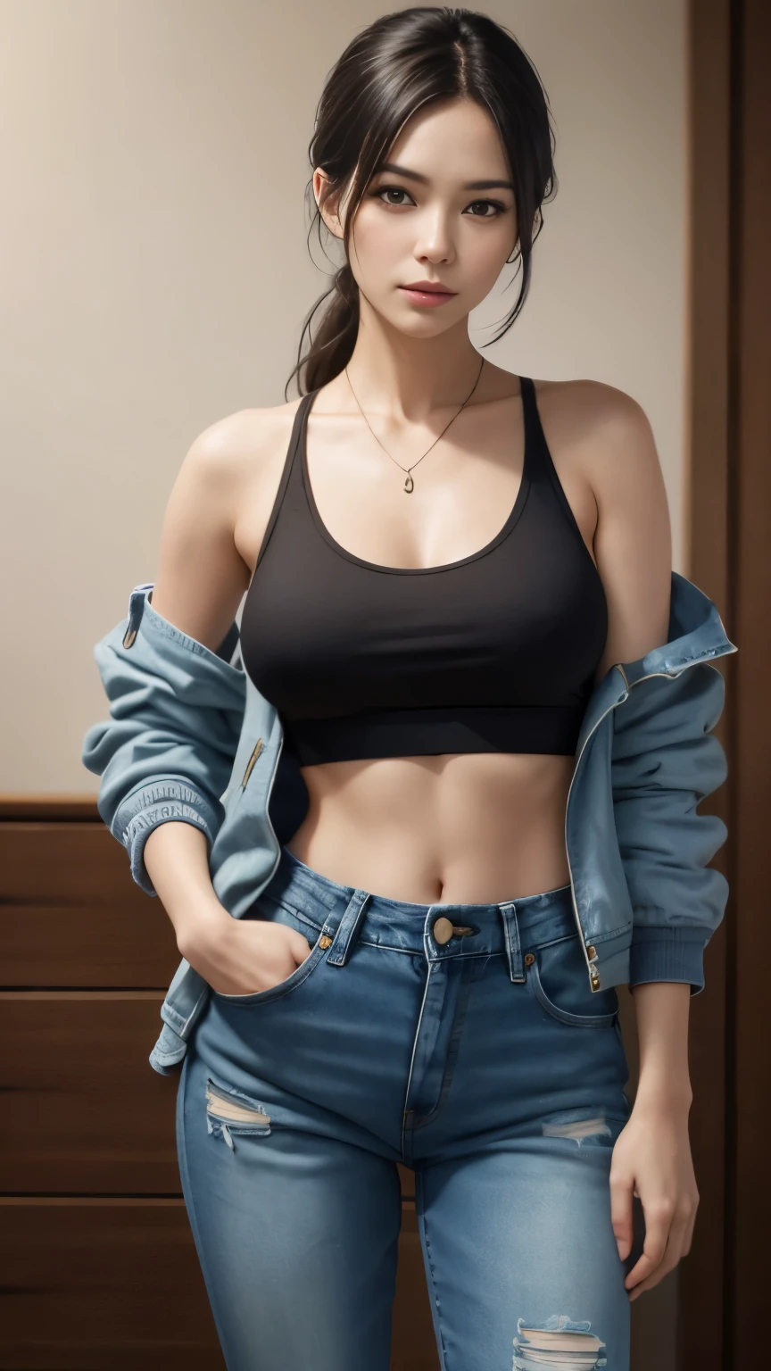 Beautiful mature Spanish woman、white tank top、Black Denim Pants、Green flight jacket((turned into slime、))、Photoreal、picture、masterpiece、realistic、realism、フォトrealism、high contrast、Photoreal アートステーション トレンド デジタルアート 8k HD High resolution 解説 リアル, detailed, skin texture, 超detailedな, realistic skin texture, armature, highest quality, 超A high resolution, (Photoreal:1.4),, High resolution, detailed, Raw photo, Shapuri, Nikon D850 Film Stock Photo by Lee Jefferies 4 Kodak Portra 400 Camera F1.6 レンズ 豊富なカラー 超realisticリアルなテクスチャ ドラマチックな照明 アンリアル エンジン アートステーション トレンド synestil 800,