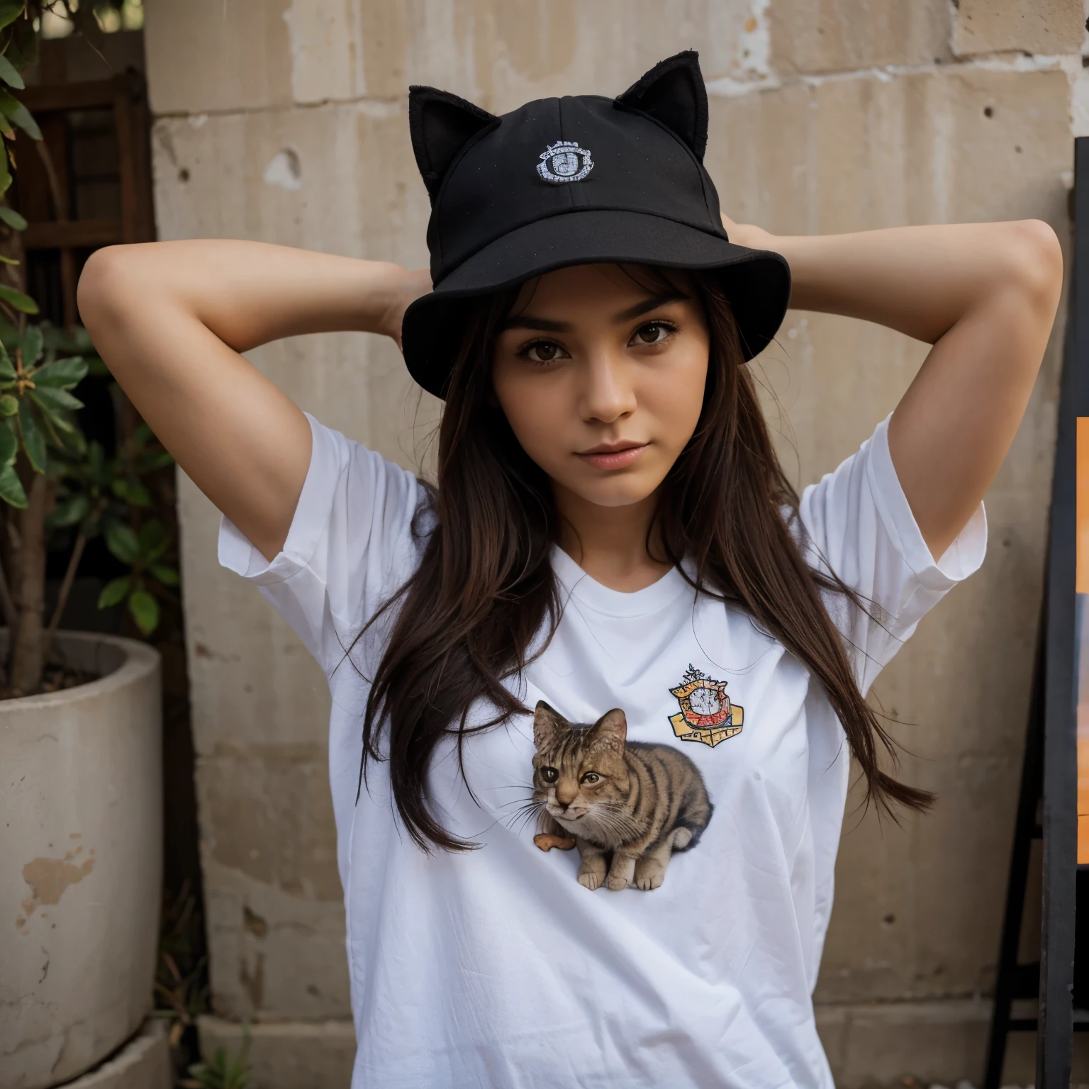 Genera un gato con una gorra dije gprra