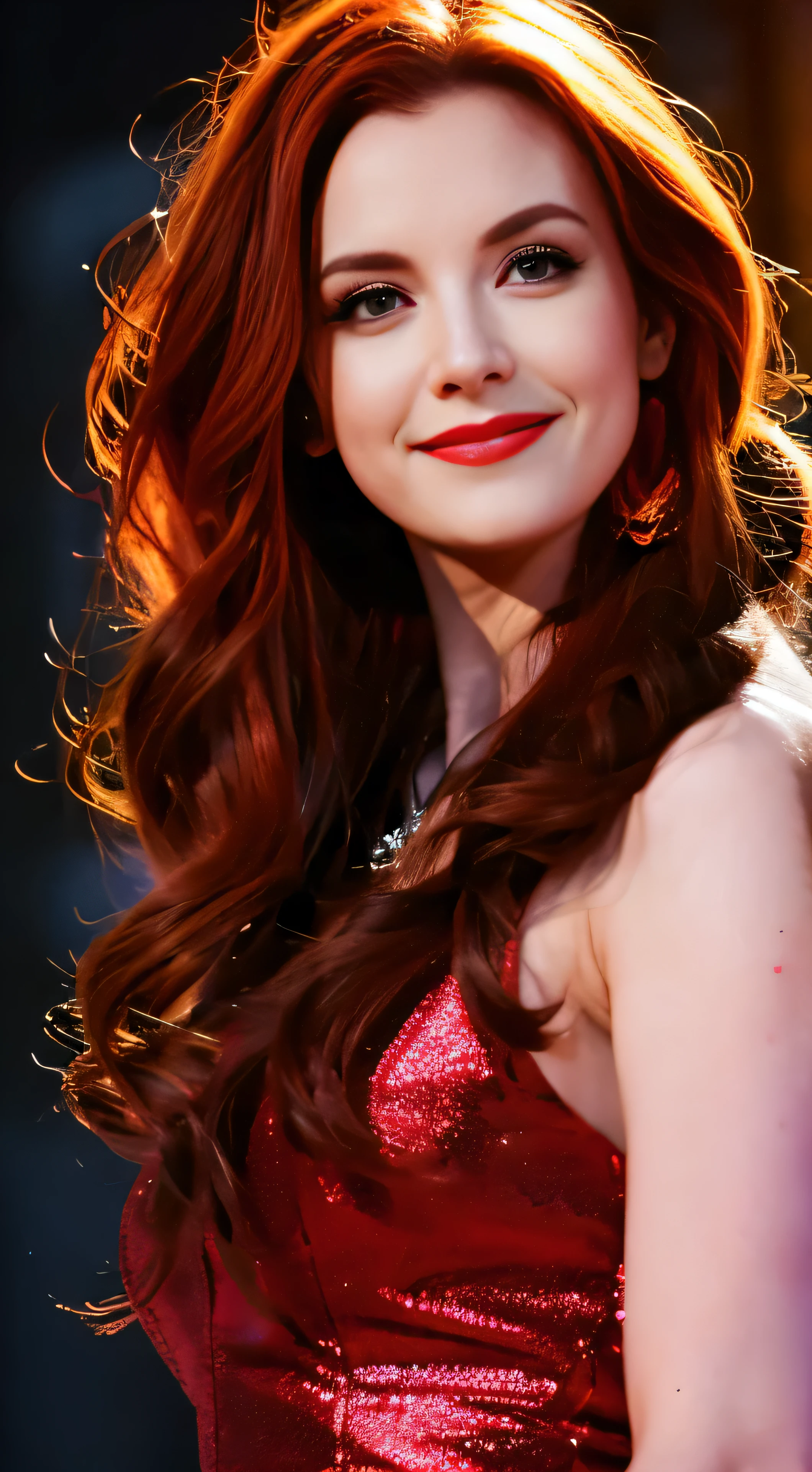 Janet Devlin in sexy radical stylish clothes with lipstick and smiling