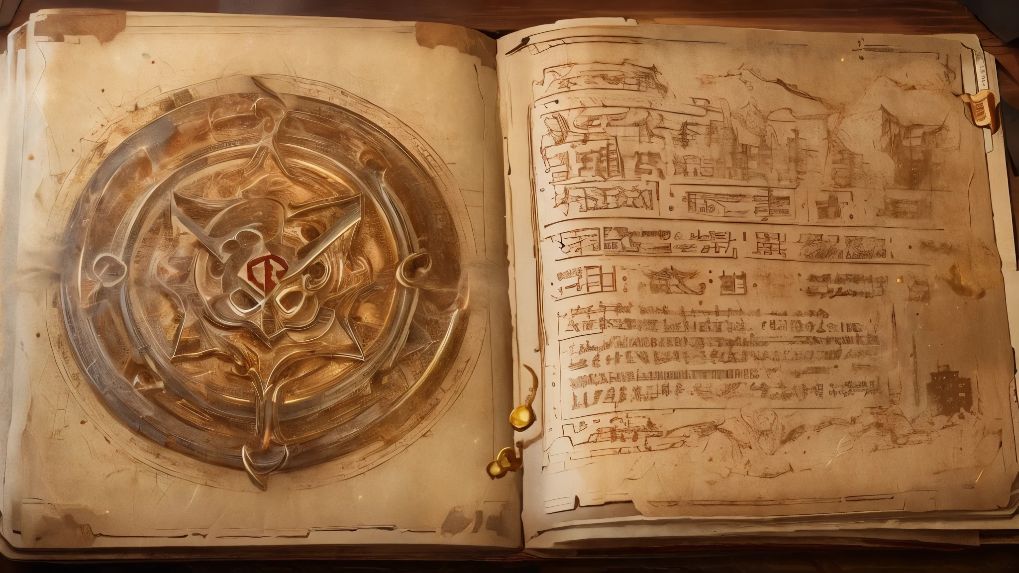 (Master Piece), best quality, 8k, leather notebook sheet, antique, rune writing,