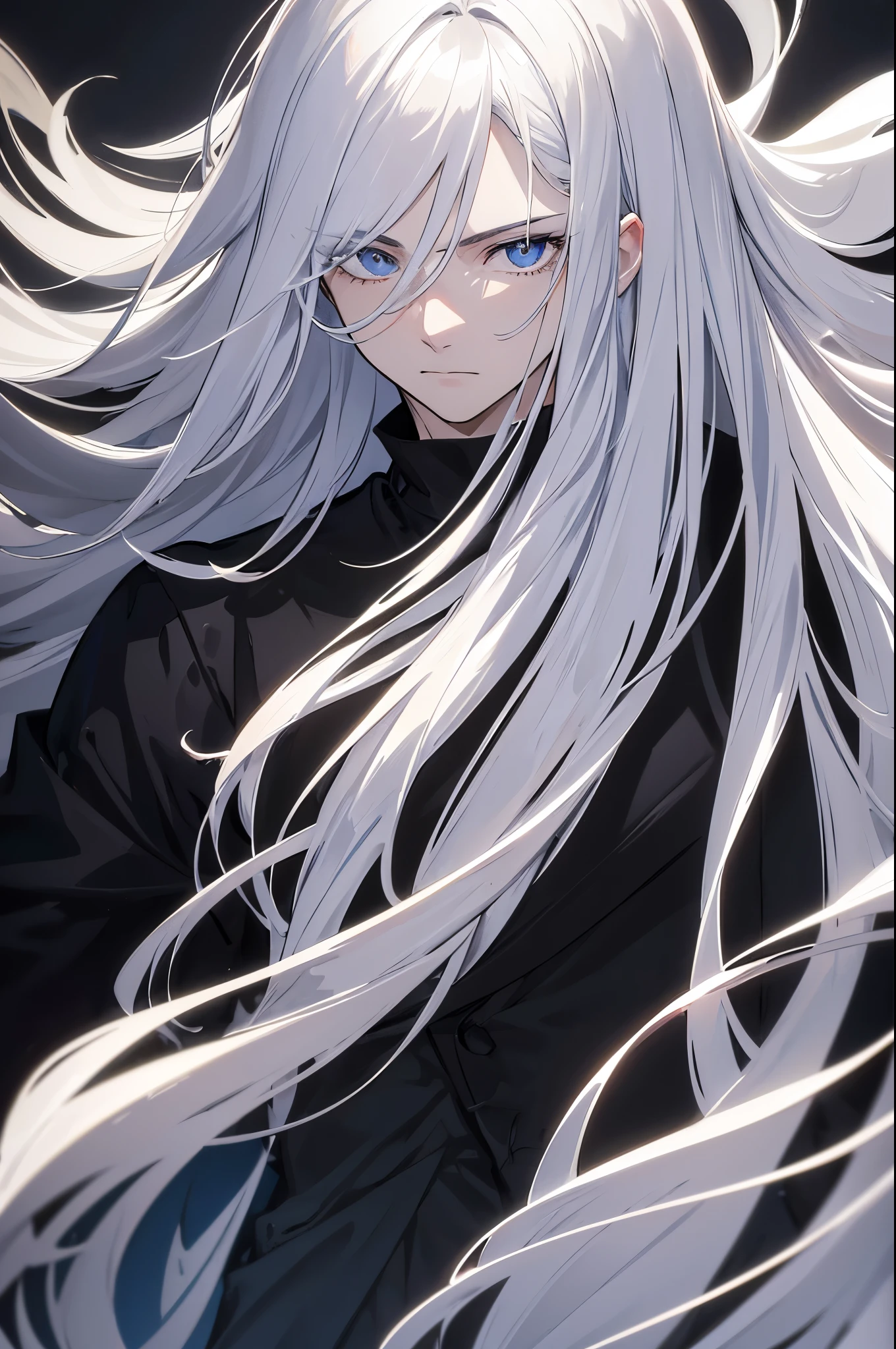 Masterpiece, Superb Fashion, (Fashion Costume), (Illustration), (2 People), Handsome Young man, (Russian Mill Style), Fashion, Silver Hair, (Long Hair), (Messy Hair), (White Skin), (Dark Circles), Handsome, Dance Steps, Trend, Dark Gray,, Close Up, (Grand Background), (Chiaroscuro)), Fine Face Details, Facial Details, Cinematic Lighting, (Depth of Field), UHD, (Upper Body), Black Background