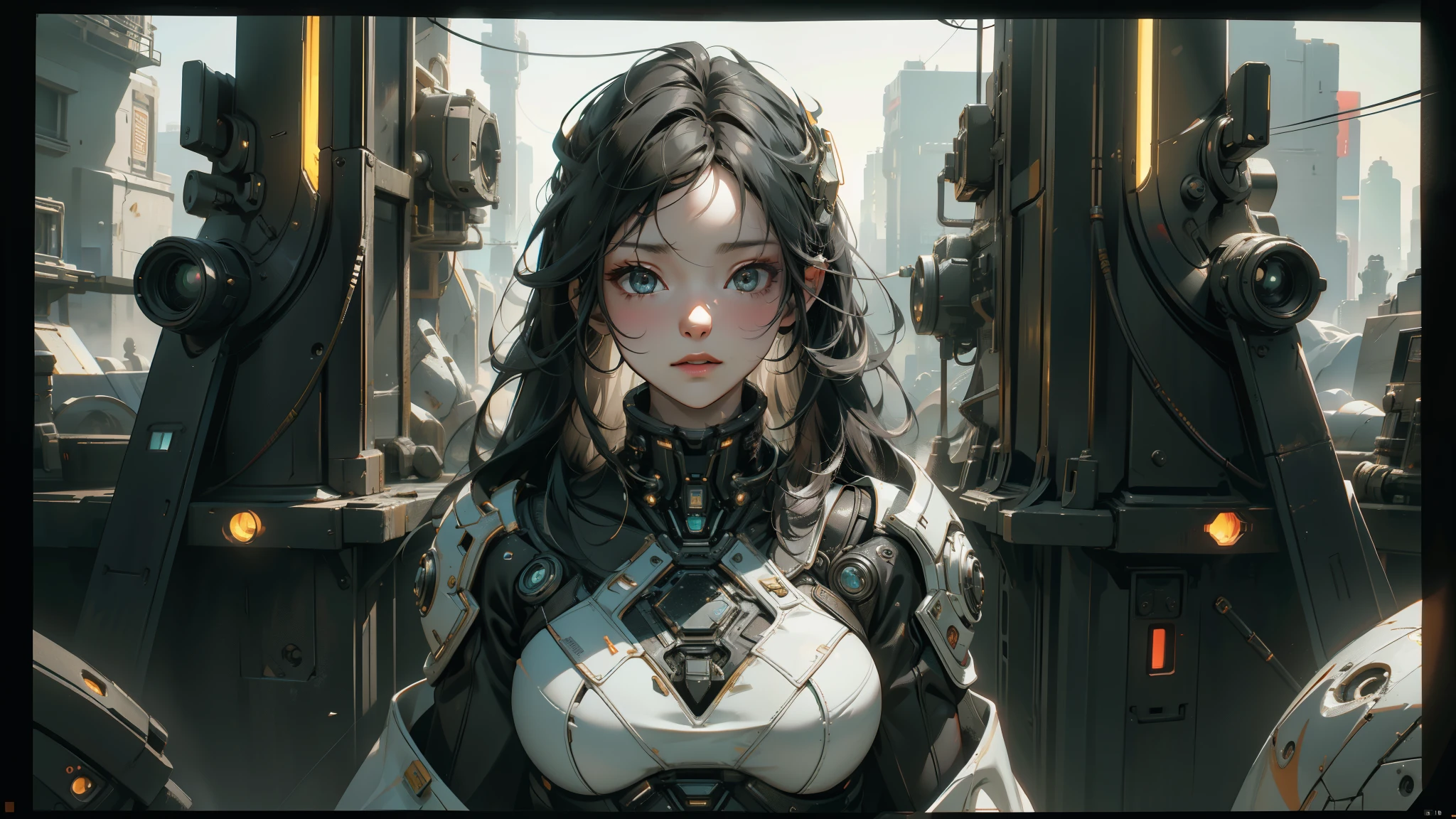 1 girl, solo, ((Best quality)), ((masterpiece)), (detailed:1.4), 3D, an image of a beautiful cyberpunk female,HDR (High Dynamic Range),Ray Tracing,NVIDIA RTX,Super-Resolution,Unreal 5,Subsurface scattering,PBR Texturing,Post-processing,Anisotropic Filtering,Depth-of-field,Maximum clarity and sharpness,Multi-layered textures,Albedo and Specular maps,Surface shading,Accurate simulation of light-material interaction,Perfect proportions,Octane Render,Two-tone lighting,Wide aperture,Low ISO,White balance,Rule of thirds,8K RAW,