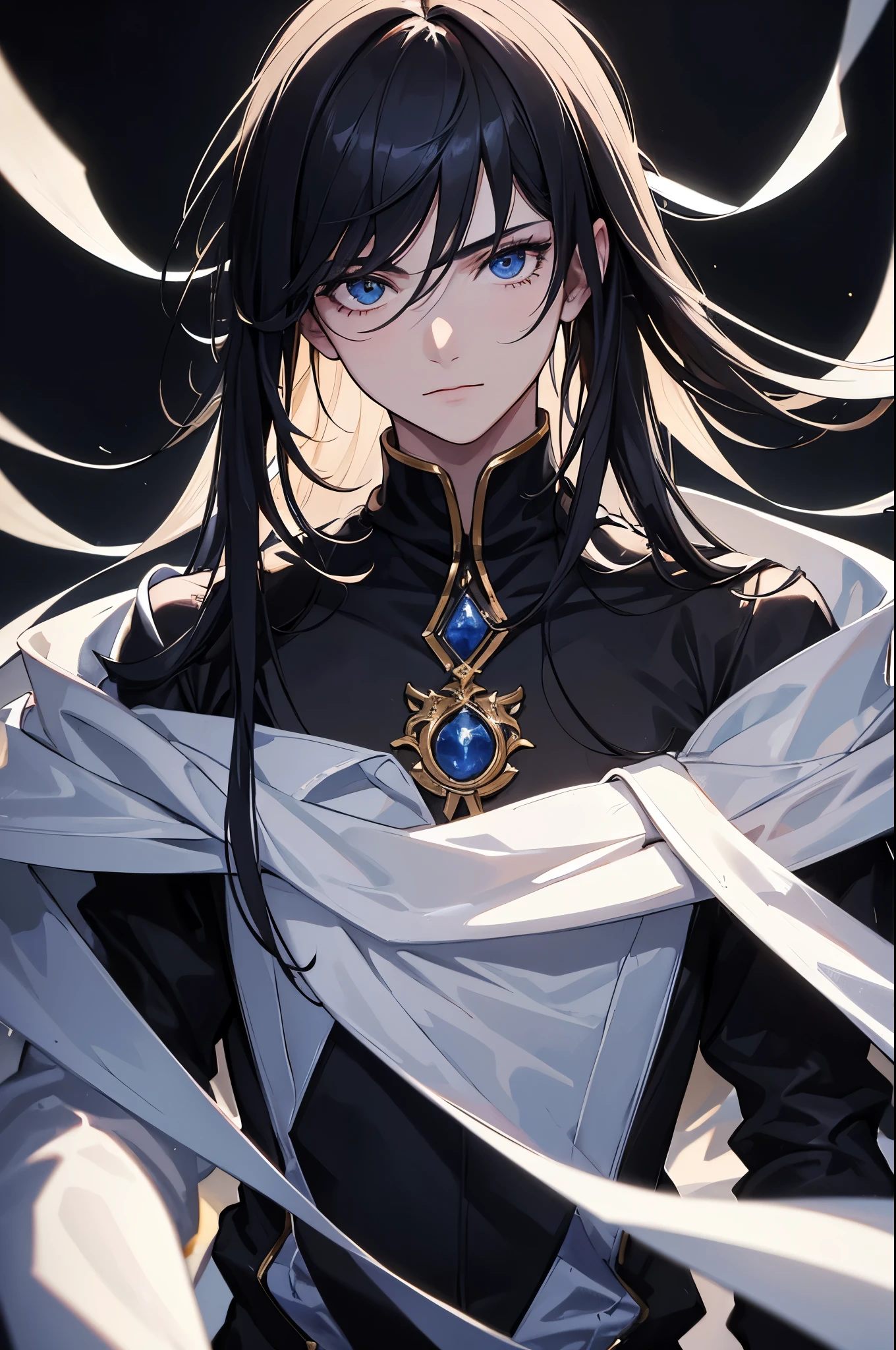 Masterpiece, Superb Fashion, (Fashion Costume), (Illustration), (1boy), Handsome Young man, (Russian Mill Style), Fashion, black Hair, (Long Hair), (Messy Hair), (White Skin), (Dark Circles), Handsome, Dance Steps, Trend, Dark Gray,, Close Up, (Grand Background), (Chiaroscuro)), Fine Face Details, Facial Details, Cinematic Lighting, (Depth of Field), UHD, (Upper Body), Black Background
