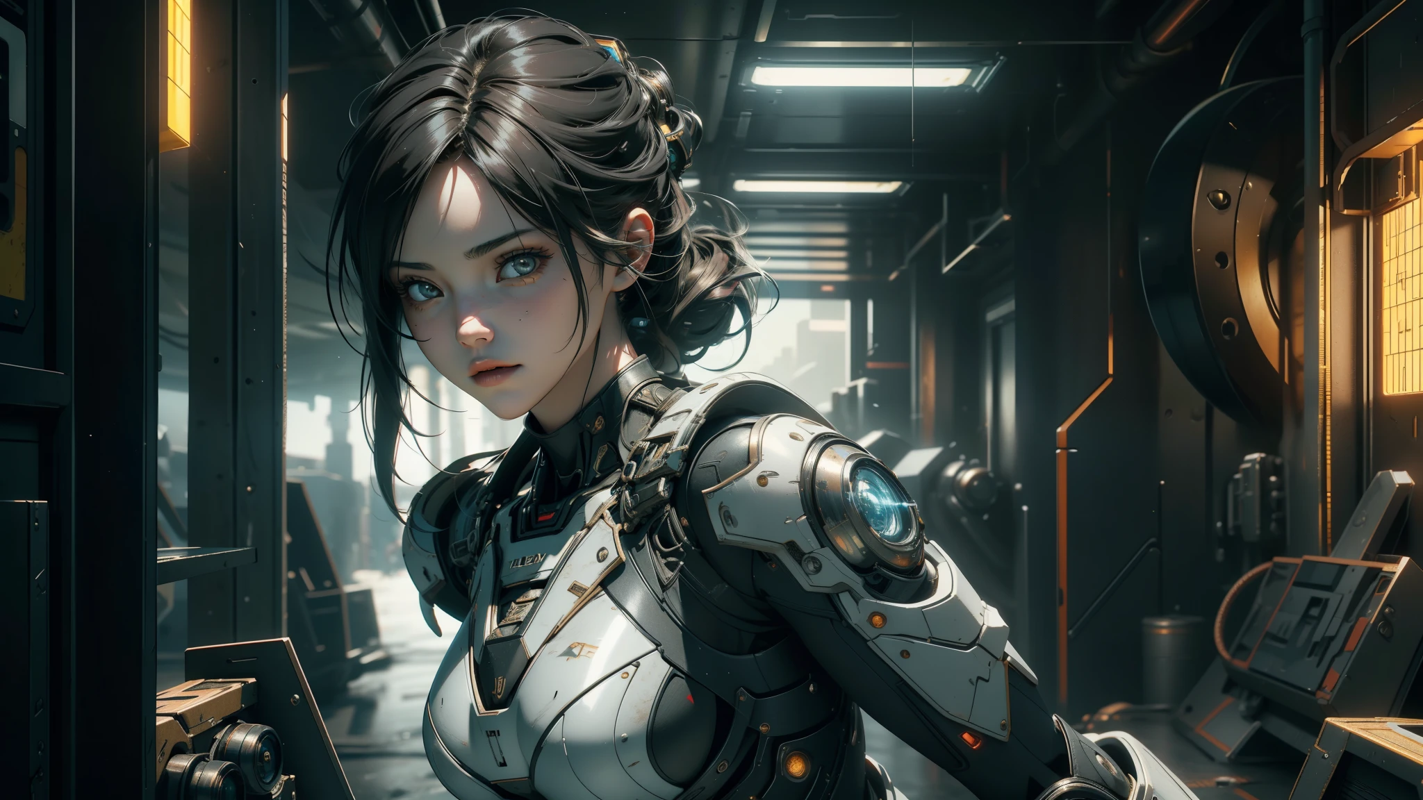 1 girl, solo, ((Best quality)), ((masterpiece)), (detailed:1.4), 3D, an image of a beautiful cyberpunk female,HDR (High Dynamic Range),Ray Tracing,NVIDIA RTX,Super-Resolution,Unreal 5,Subsurface scattering,PBR Texturing,Post-processing,Anisotropic Filtering,Depth-of-field,Maximum clarity and sharpness,Multi-layered textures,Albedo and Specular maps,Surface shading,Accurate simulation of light-material interaction,Perfect proportions,Octane Render,Two-tone lighting,Wide aperture,Low ISO,White balance,Rule of thirds,8K RAW,