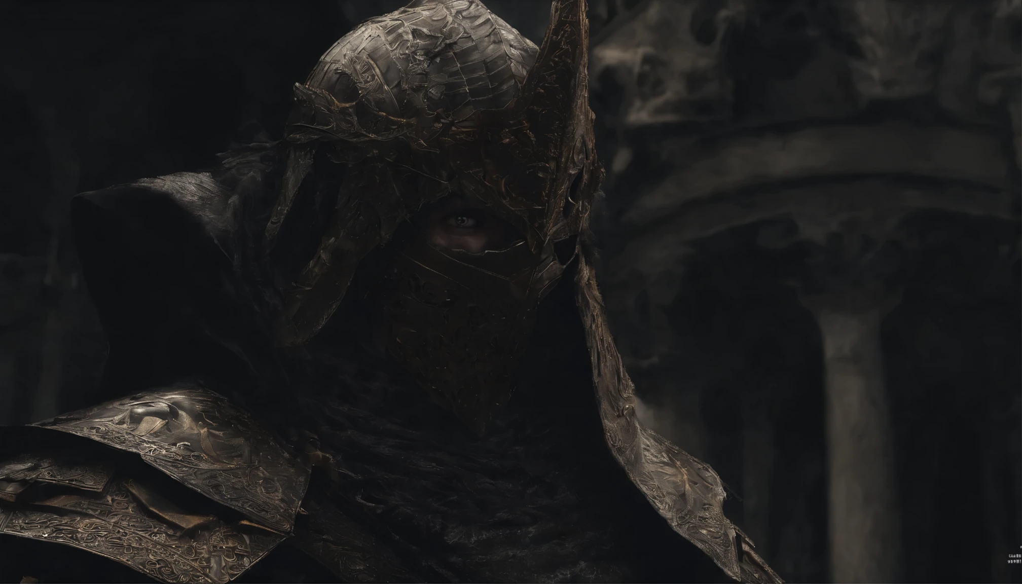guerrero, Concepto-Arte, fantasy art, Antecedentes del campo de batalla, Renderizado limpio, un, Usa una armadura, Bushido detallado forma humo, Casco de una deidad olvidada, character is standing, 8K realista, renderizado en el juego, Detalle detallado del fondo de la cara, Portada de Art Station, toro, Pseudo-medieval fantasy, Una deidad con armadura koi, Armadura de bronce detallada, Armadura de bronce, Armadura grabada en oro, Armadura de obsidiana dorada, Armadura de oro claro, Hermosa armadura de filigrana, A demonic warrior, Hermosa armadura llena de espinas, intrincada armadura de Assasin, intrincada armadura de metal, Poderoso guerrero, Vestido con una hermosa armadura dorada,Decorado con patrones intrincados, El casco tiene una gran corona y dos cuernos,Ojos rojos brillantes, Everything is in the dark, El fondo ahumado alude a escenas de batalla, Add a sinister aura to your character,submission, Toma de cuerpo completo.