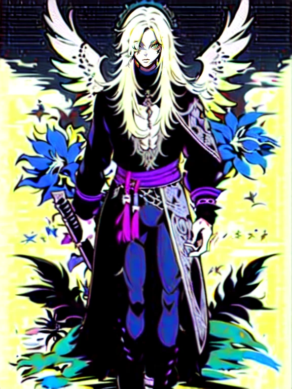 solo, 1boy,「white hair,cerulean blue」long hair,  {{nighthawk mask}},  There&#39;s a man wearing a costume, {fox tail,} {one wing} Farson!!!!, furry Farson, furry characters, furry anime, Farson, furry paws furry, Furry shots, there is nothing, very hairy, furry artist, upright, [[[Anthropomorphic Nue]]] virtual youtuber, full body