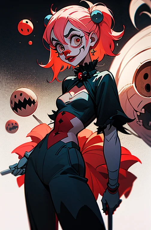 Step into a world of contrasts with this prompt, where a large and scary female clown is juxtaposed with a small and easy-going one. The details of their appearance and environment are sure to inspire a range of styles and variations in the resulting image.