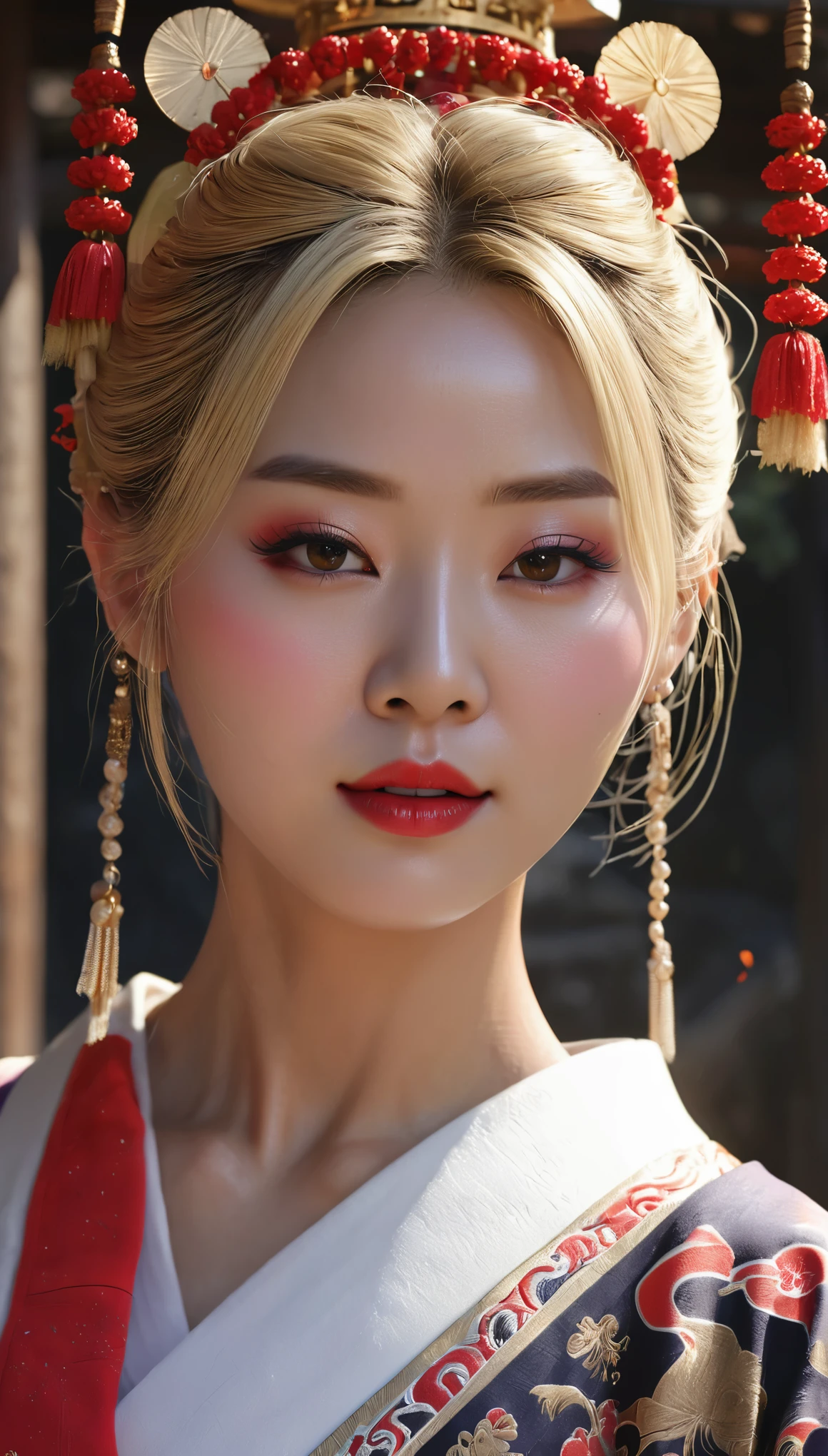 (hyper real)、ancient shrine maiden、古代のfemale shaman、
Hugeness Beautiful woman High level image quality High resolution realistic short hair blonde、 blondeの女性、mature woman、middle-aged women、((big big))、Fine skin texture、超High resolution、realistic、Plump body shape、laughter、中年Beautiful woman、beautiful expression、With detailed red and black areola 、little purple ailfi long blonde hair、Kamimei、非常に繊細でFine skin texture、35female shaman、{(ancient ornate and luxurious temple)、(many torches are burning)}、ancient shrine maiden、big cleavage、plunging neckline、Big red lip rack glamorous clothes and luxury accessories)、I have a shining platinum wand、
