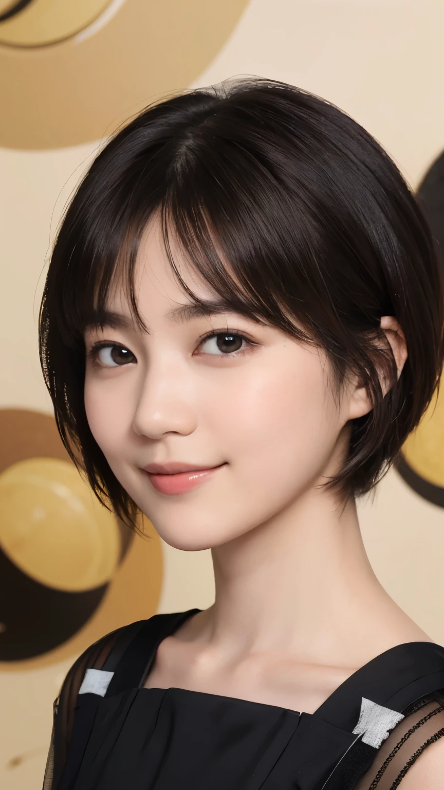 178 Short hair, 20 year old woman, gentle smile, (abstract background:1.46)
